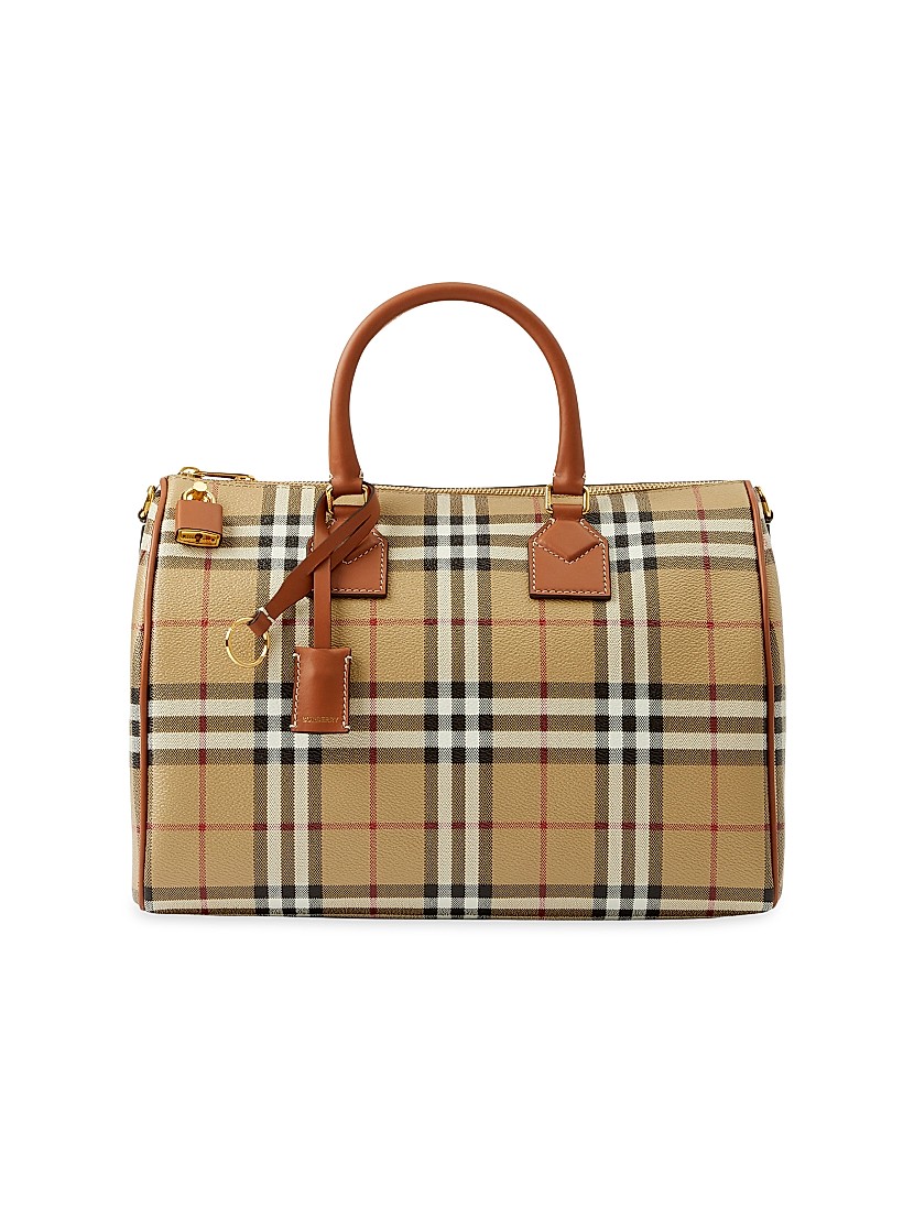 Shop Burberry Medium Check Bowling Bag | Saks Fifth Avenue Shop Burberry Medium Check Bowling Bag | Saks Fifth Avenue