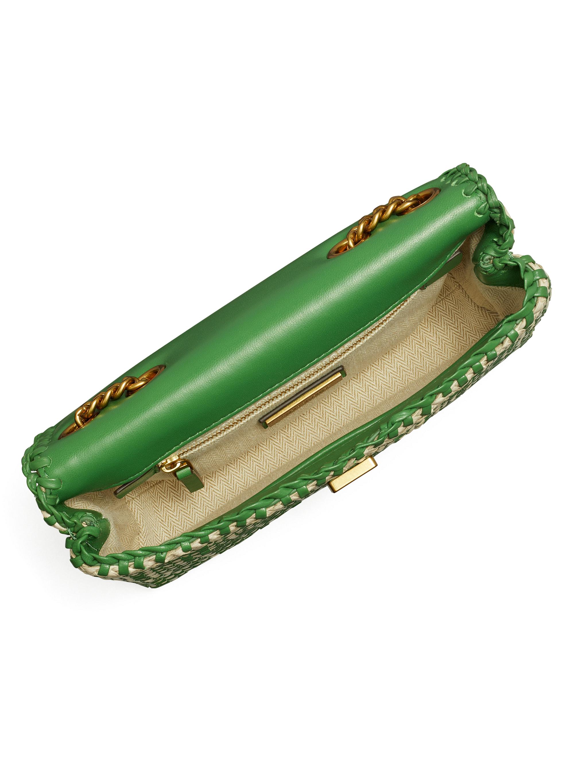 Tory Burch Small Kira Woven Leather Convertible Shoulder Bag