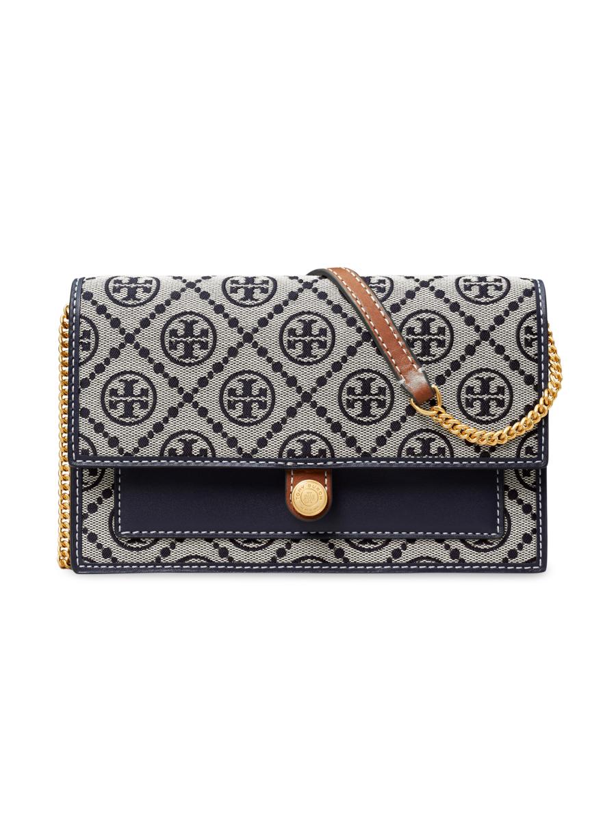 Tory Burch Small Denim Monogrammed Shoulder Bag | Saks Fifth