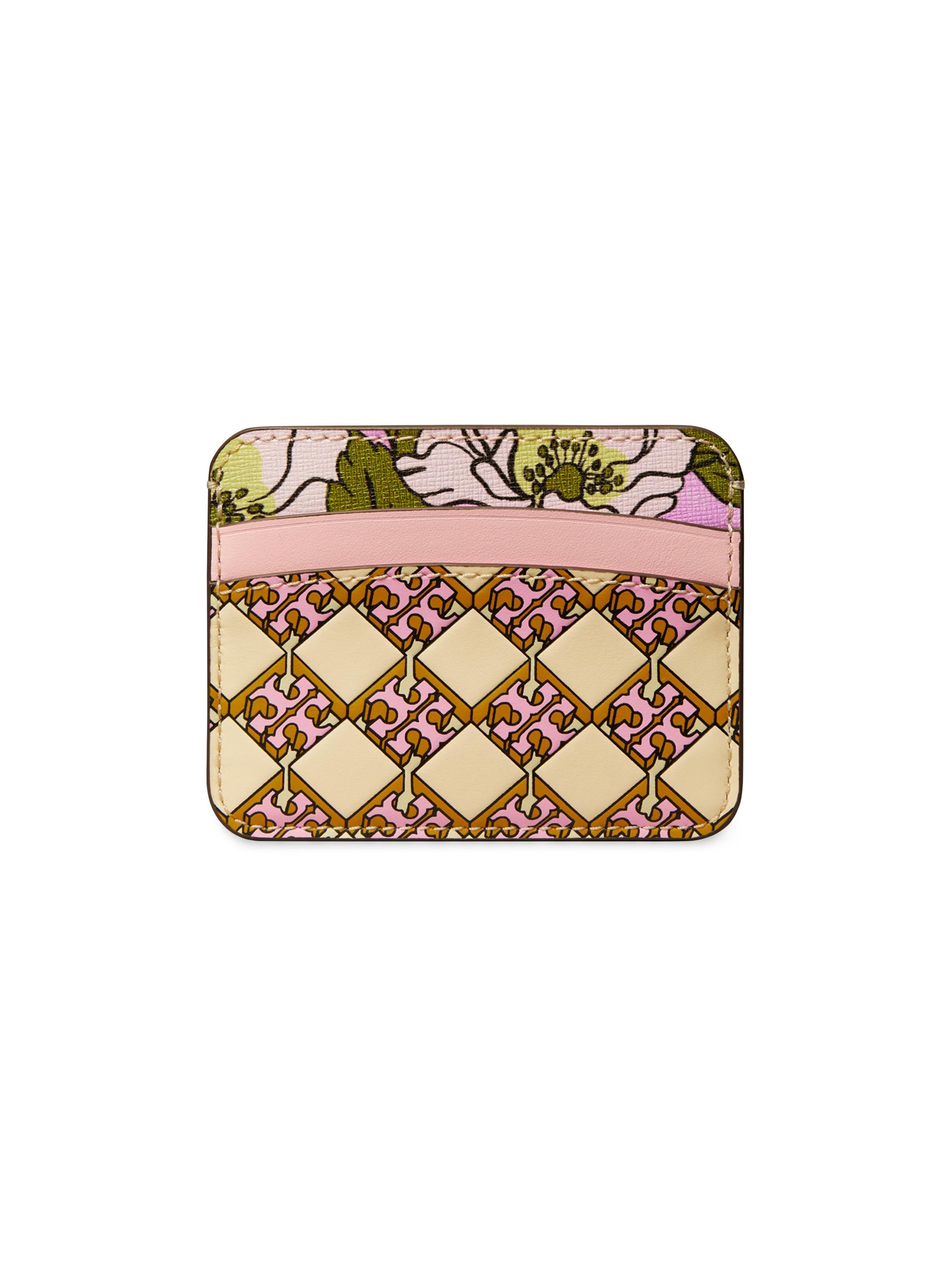 Tory Burch Women's Leather Floral Monogrammed Card Case - Aster Pink