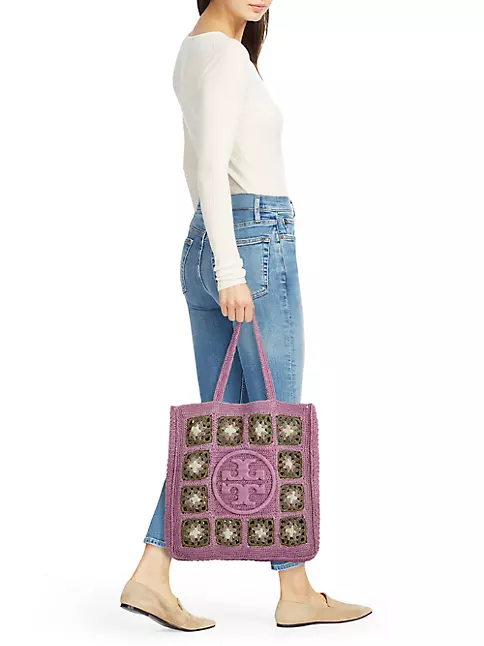 Discover the Ella tote bag from Tory Burch crafted of crochet raffia in a  granny square pattern. @toryburch @saks #Villa88Live