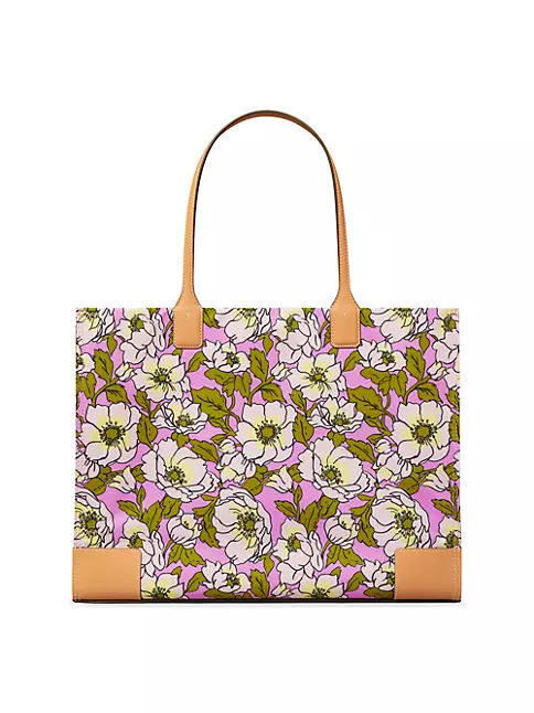 Tory Burch Pink Floral Print Nylon and Leather Ella Tote Tory