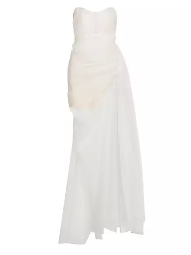 Cleo Strapless Semi-Sheer Gown