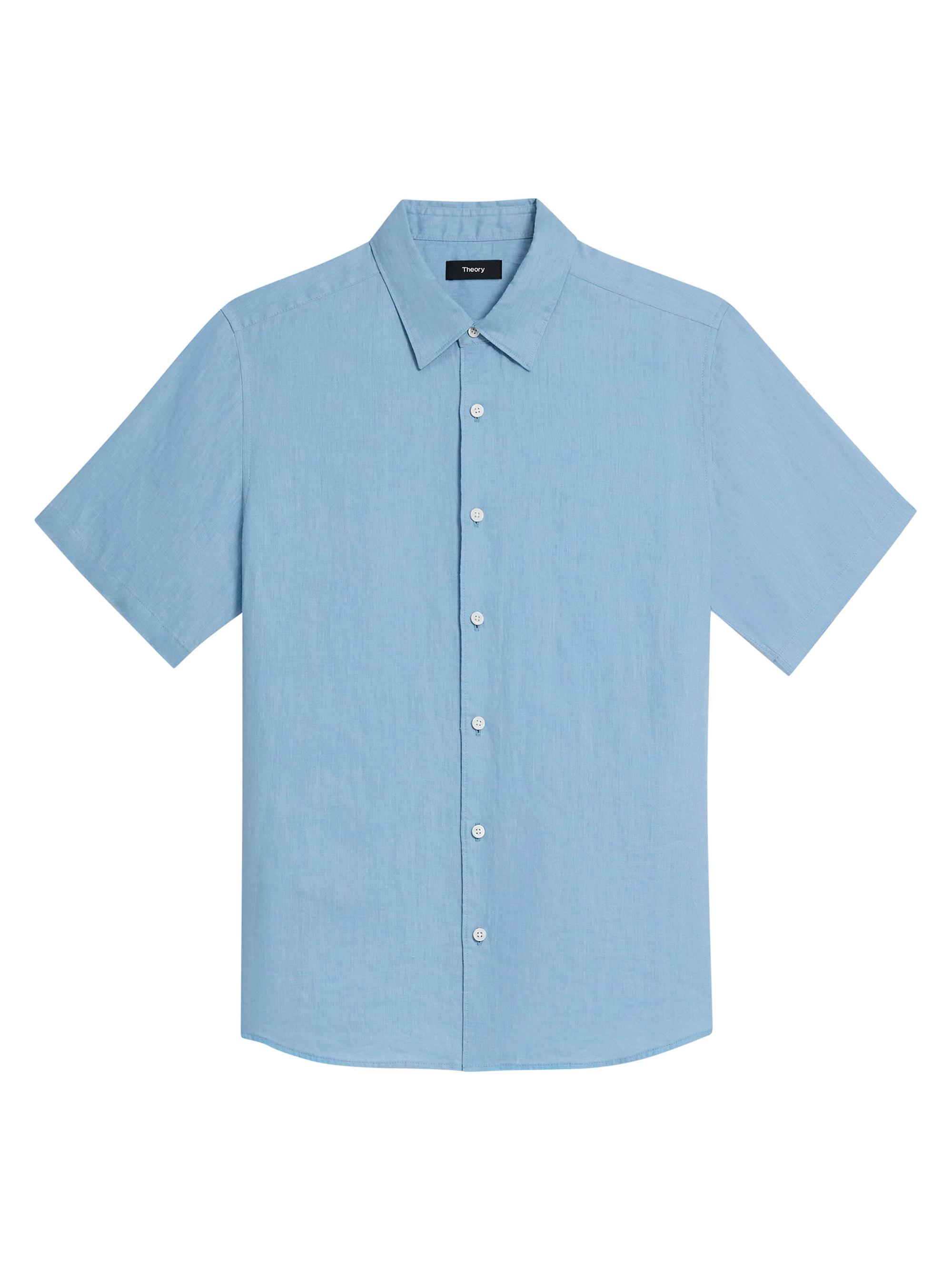 Theory Men's Irving Linen Short-Sleeve Shirt - Powder Blue