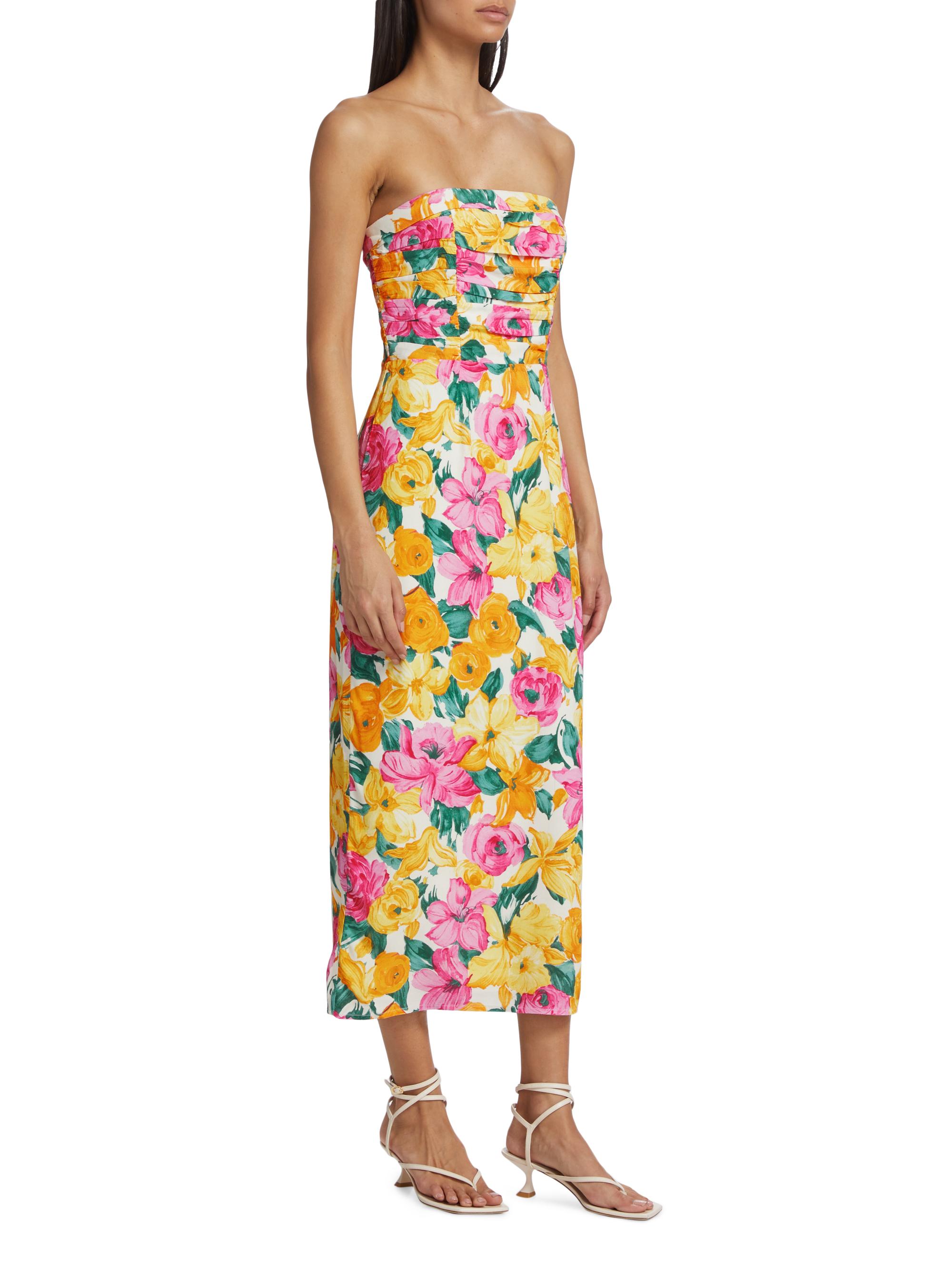 wayf strapless linen blend midi dress WAYF Strapless Linen Blend Midi Dress