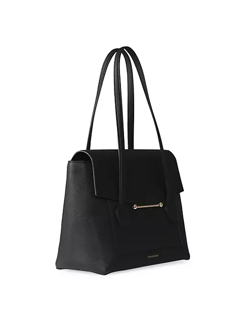 The Strathberry Tote - Top Handle Leather Tote Bag - Black