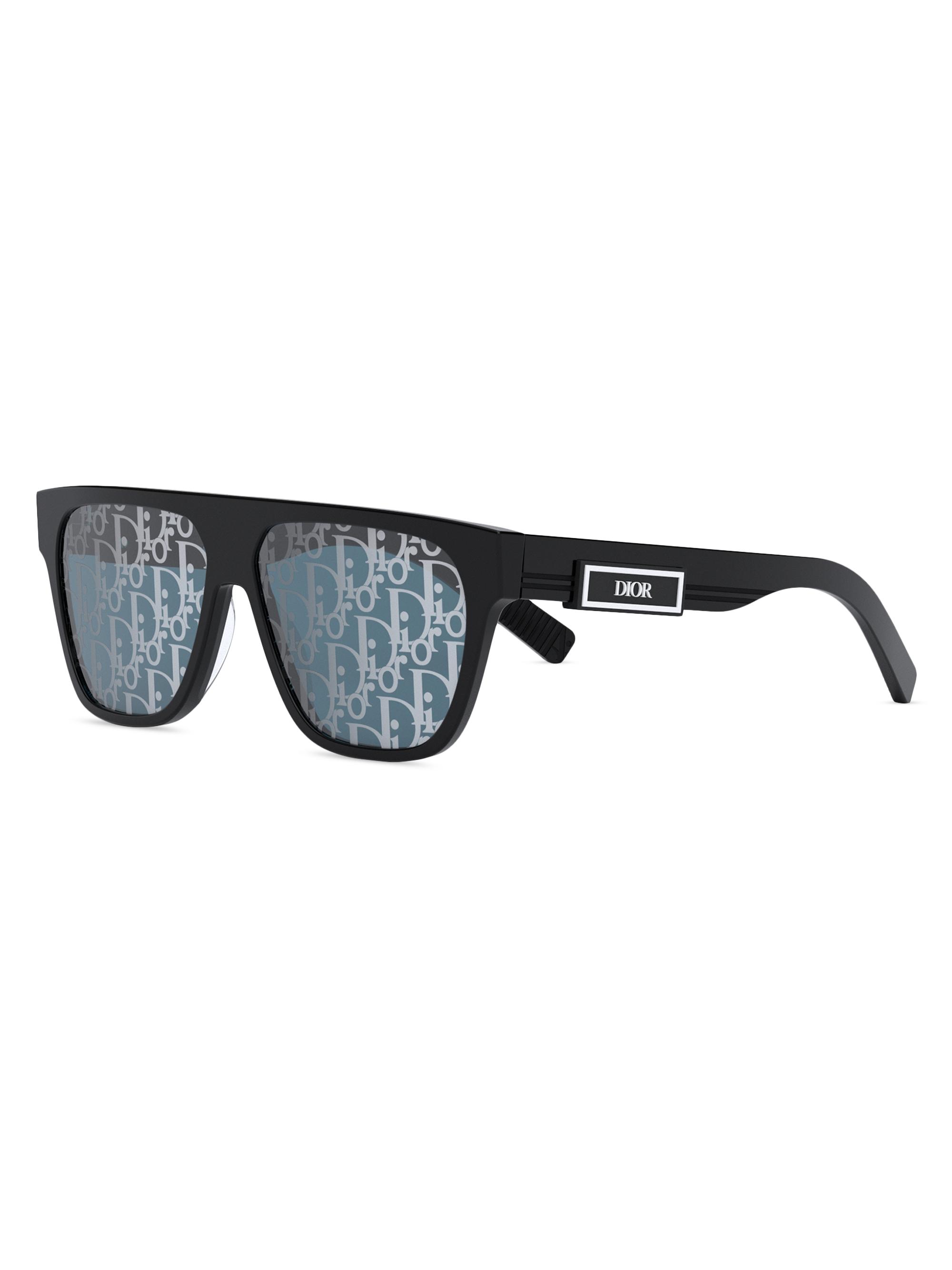 DIOR Men's DiorB23 S3I 57MM Square Sunglasses - Black Blue Mirror