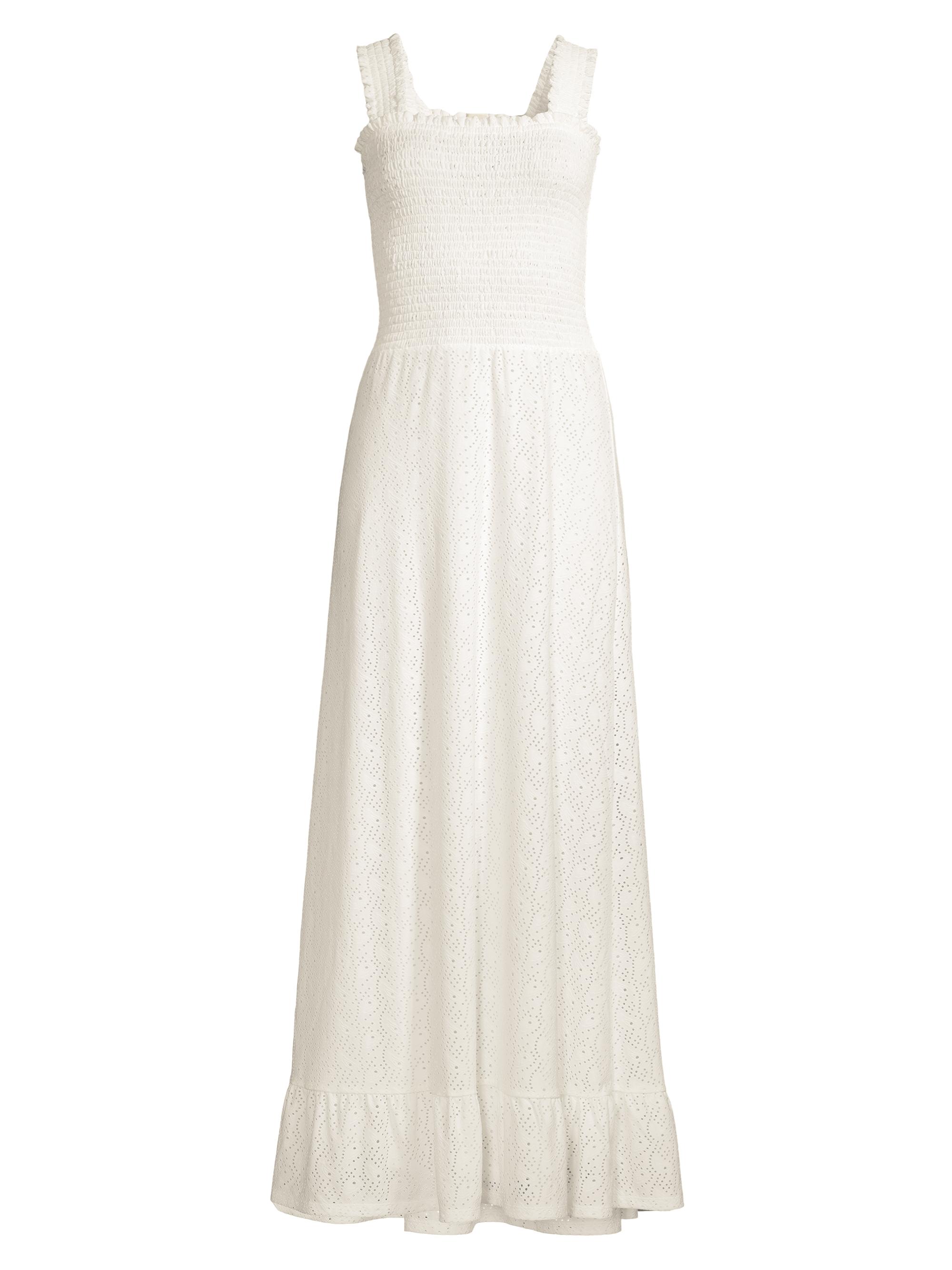 MICHAEL Michael Kors Women's Knite Smocked Eyelet Maxi Dress - White