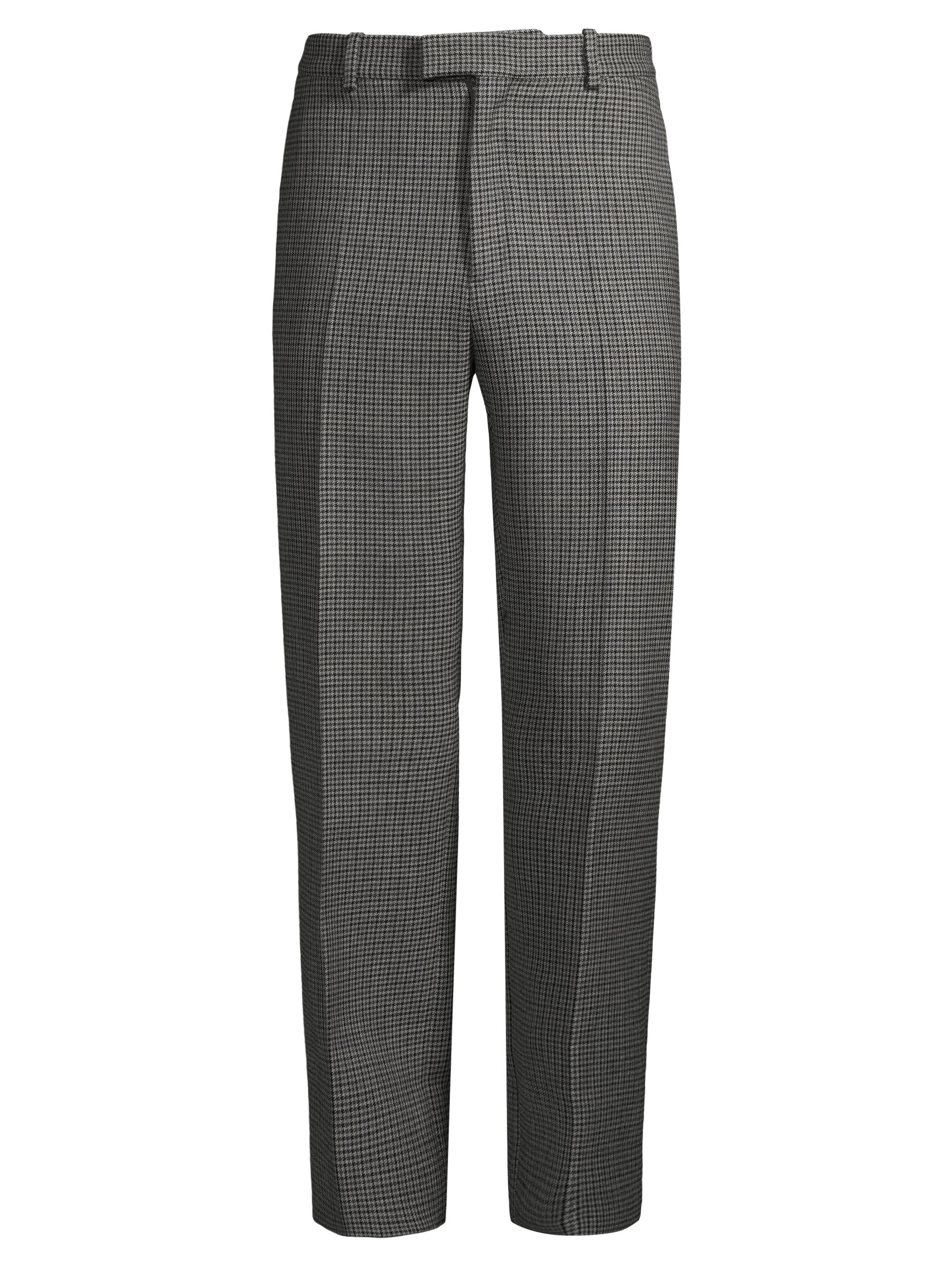 FERRAGAMO Men's Wool Houndstooth Pants - Vintage Grey