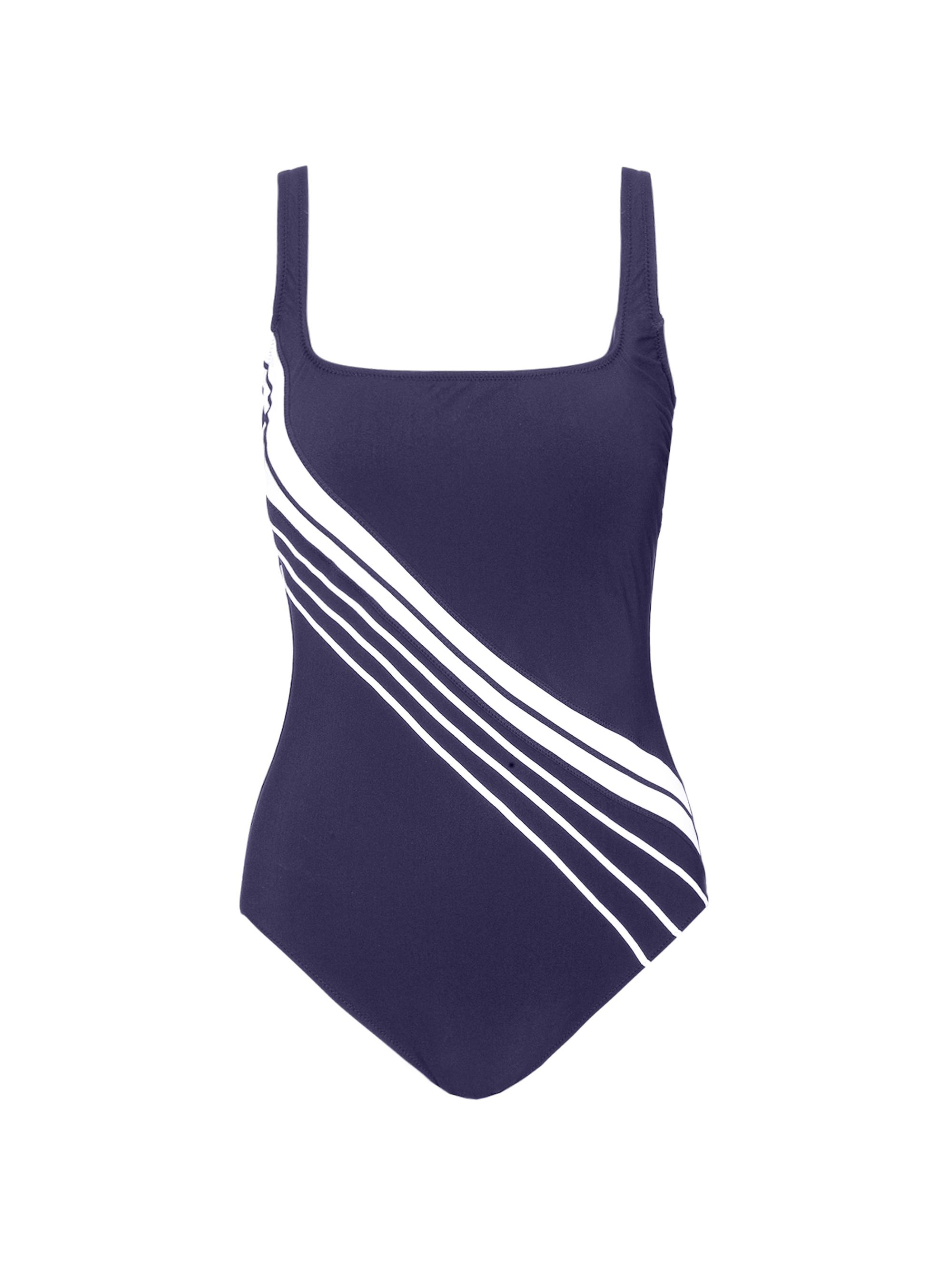 Gottex Swimwear Women's Simple Elegance Squareneck One-Piece Swimsuit - Navy White