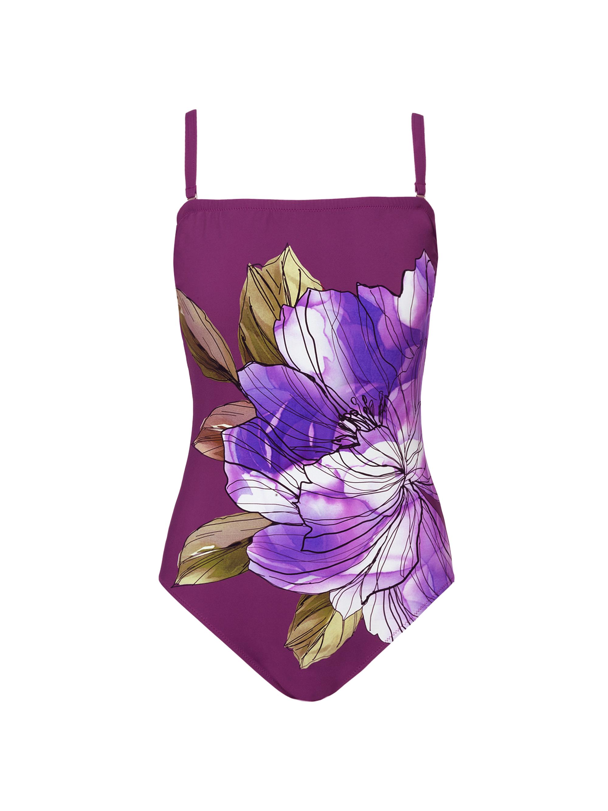 Gottex Swimwear Women's Wild Flower Bandeau One-Piece Swimsuit - Plum Multi