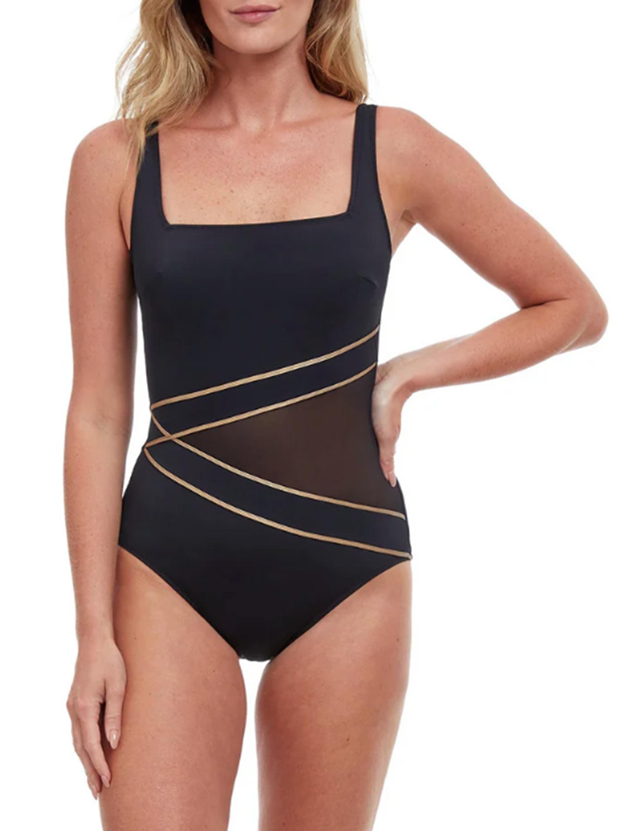 Gottex Swimwear Women's Onyx Squareneck One-Piece Swimsuit - Black Gold