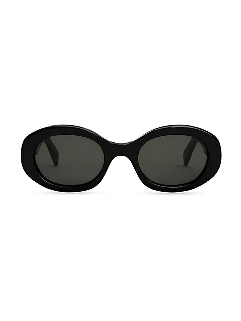 Celine Men's 52mm Triomphe Oval Sunglasses Black Smoke