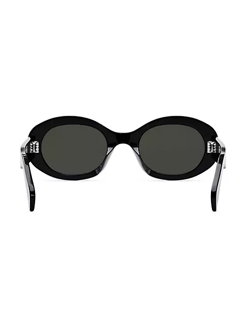 Celine Men's 52mm Triomphe Oval Sunglasses Black Smoke
