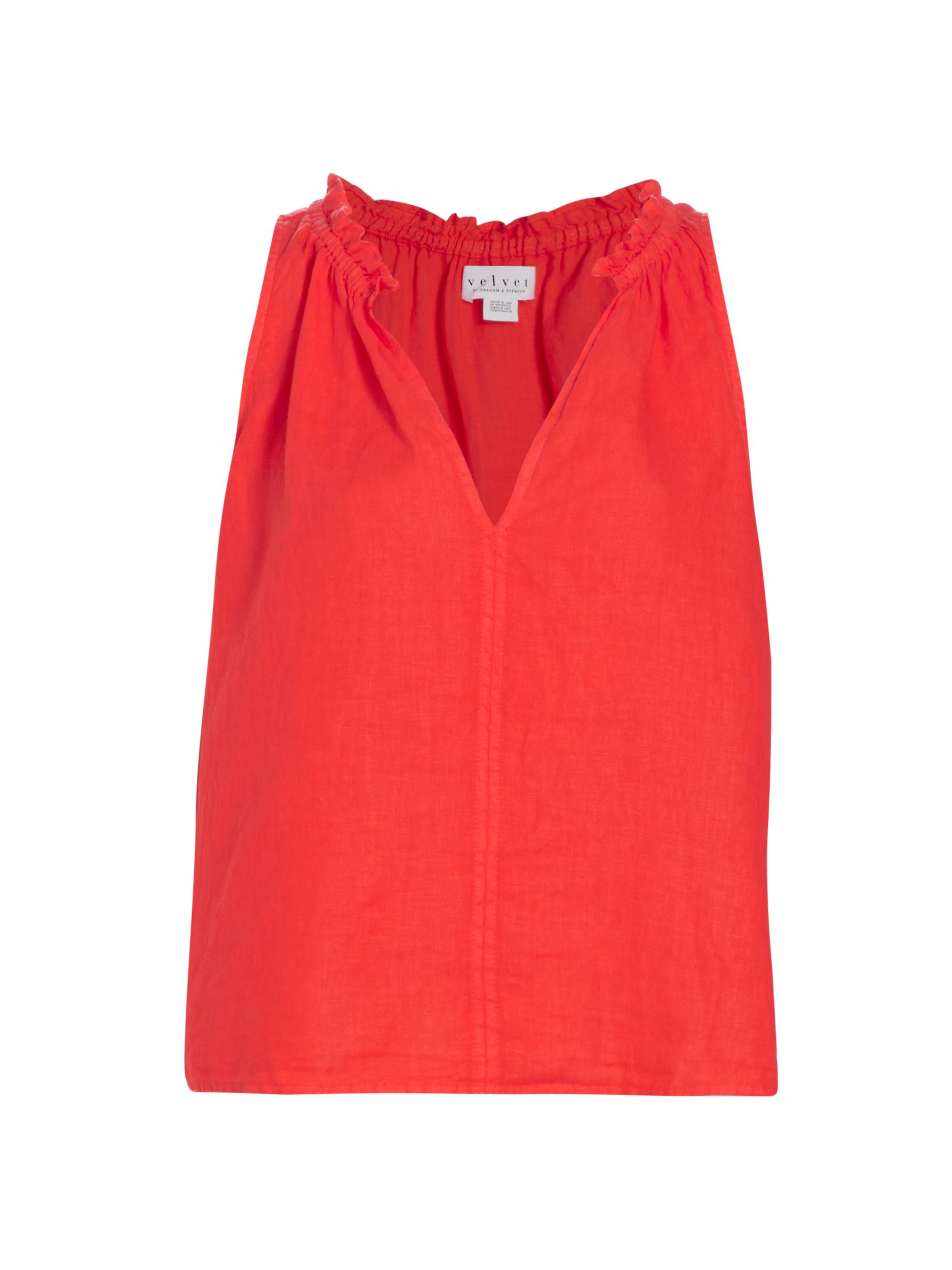 Velvet by Graham & Spencer Women's Zoey Linen Sleeveless Blouse - Crimson