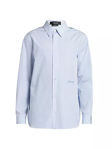Moschino Men's monogram-jacquard Denim Shirt - Blue - Casual Shirts