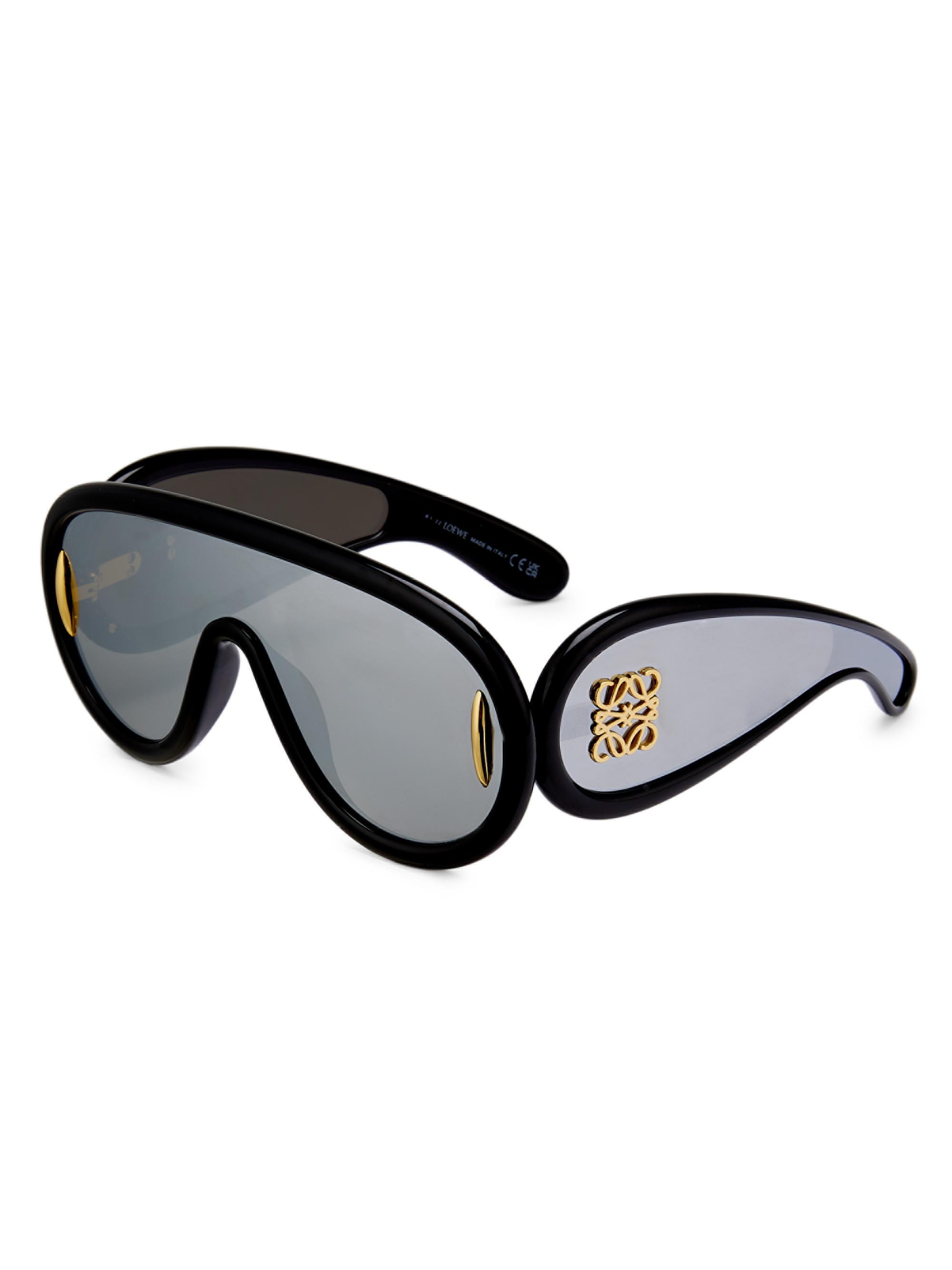 LOEWE Men's  x Paula's Ibiza Mask Sunglasses - Shiny Black Smoke Mirror