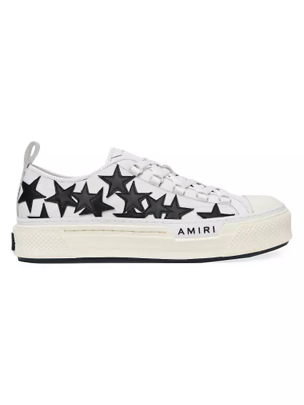 Amiri Men's Stars Court Low-top Sneakers - White Black - Size 13