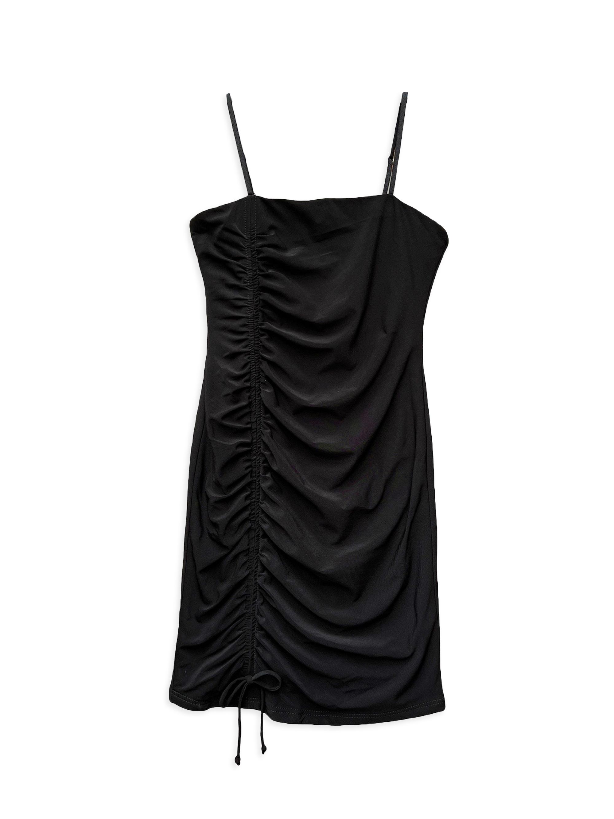 Un Deux Trois Girl's Ruched Dress - Black