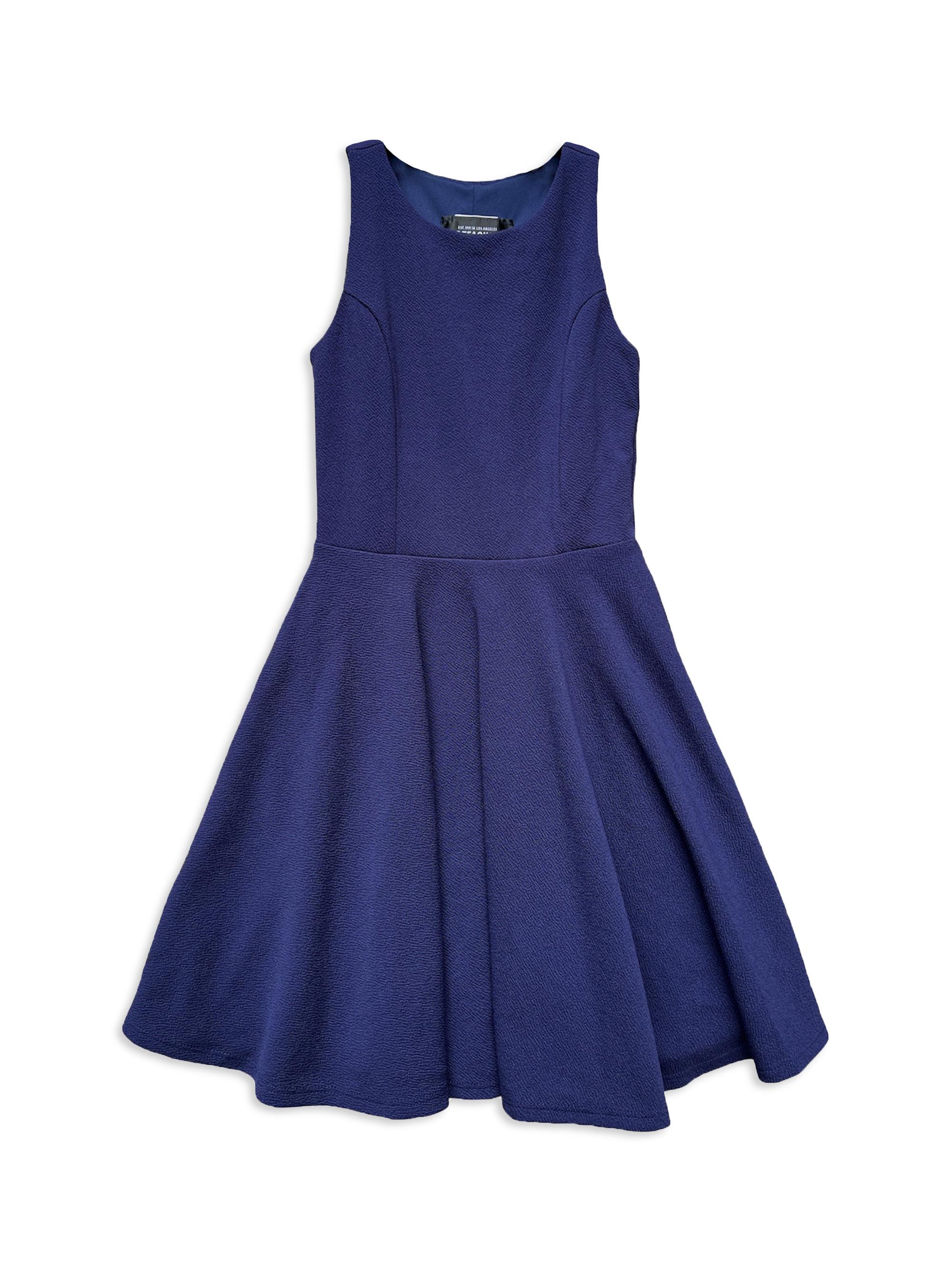 Un Deux Trois Little Girl's & Girl's Textured Crewneck Dress - Navy
