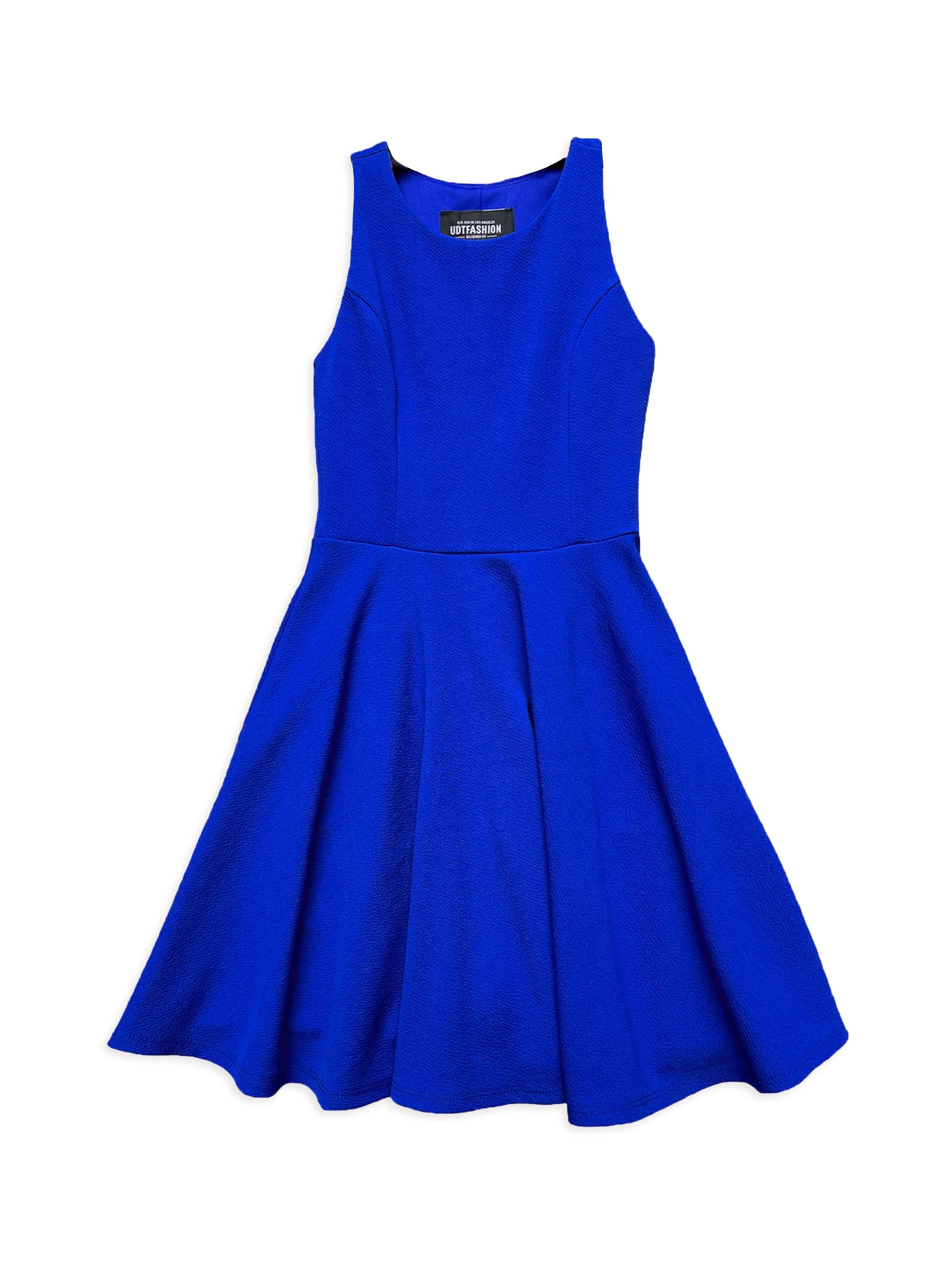 Un Deux Trois Little Girl's & Girl's Textured Crewneck Dress - Royal
