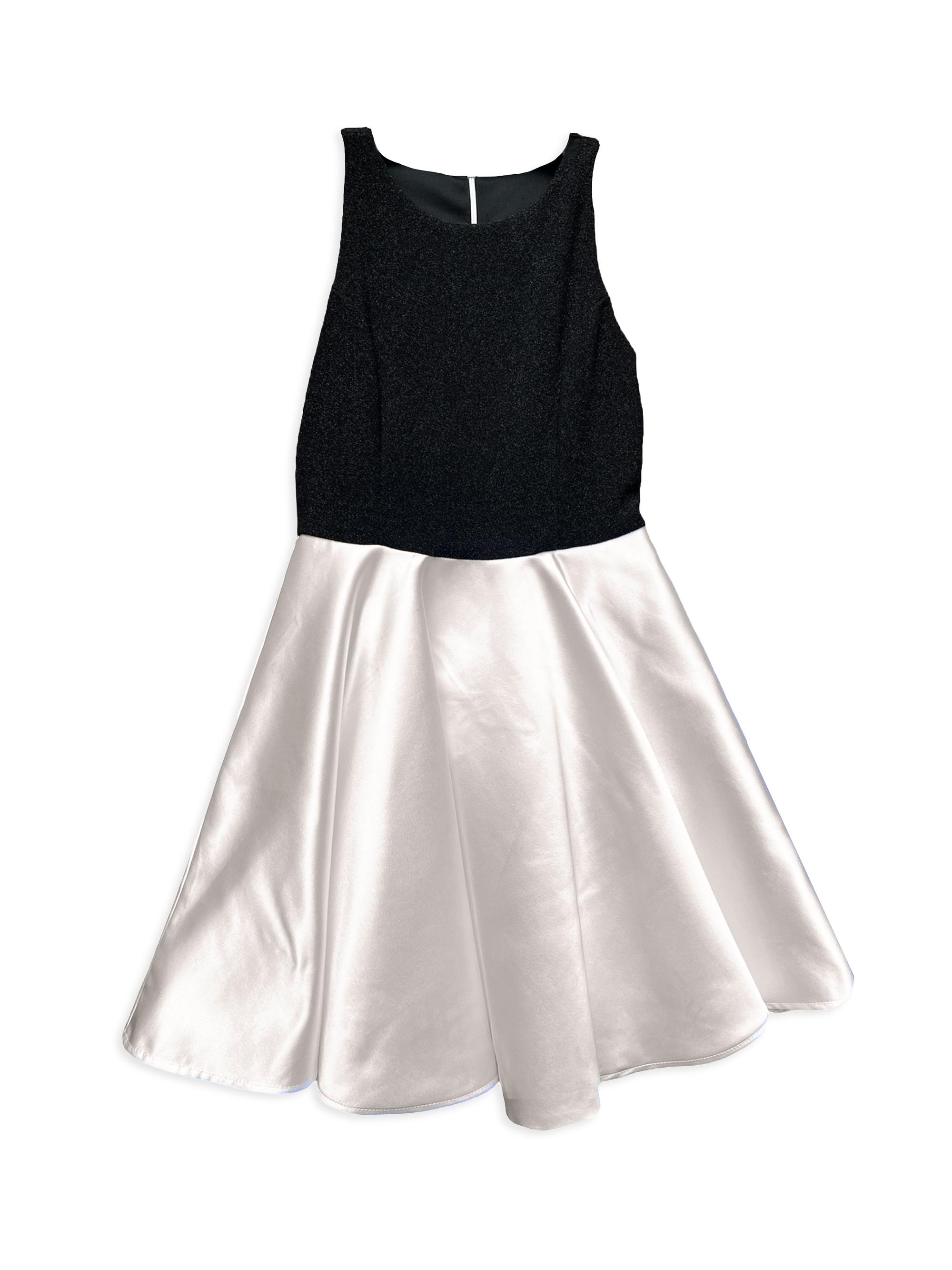 Un Deux Trois Girl's Glitter & Satin Crewneck Dress - Black