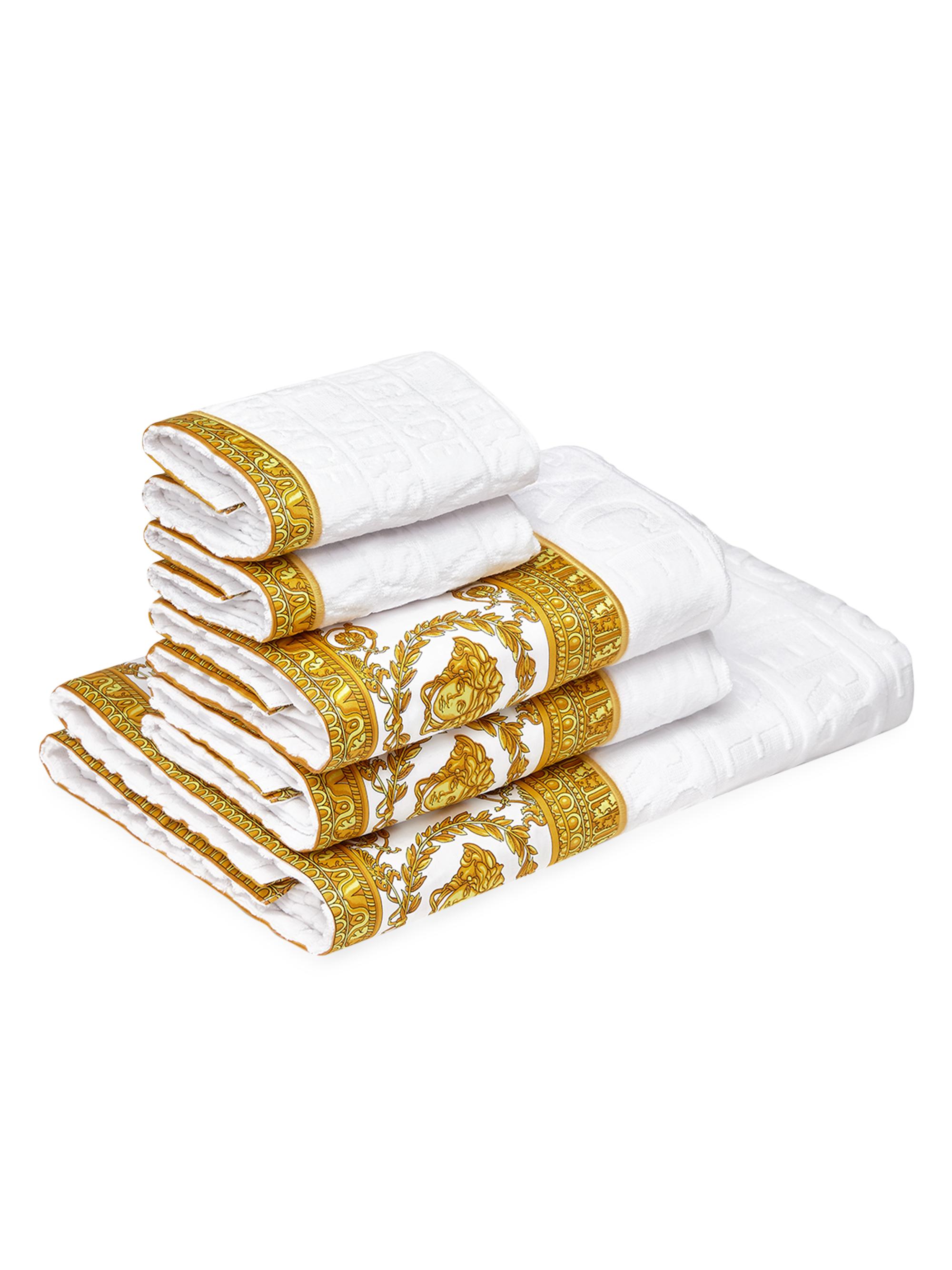 Versace Monogram Barocco 5-Piece Towel Set - Black