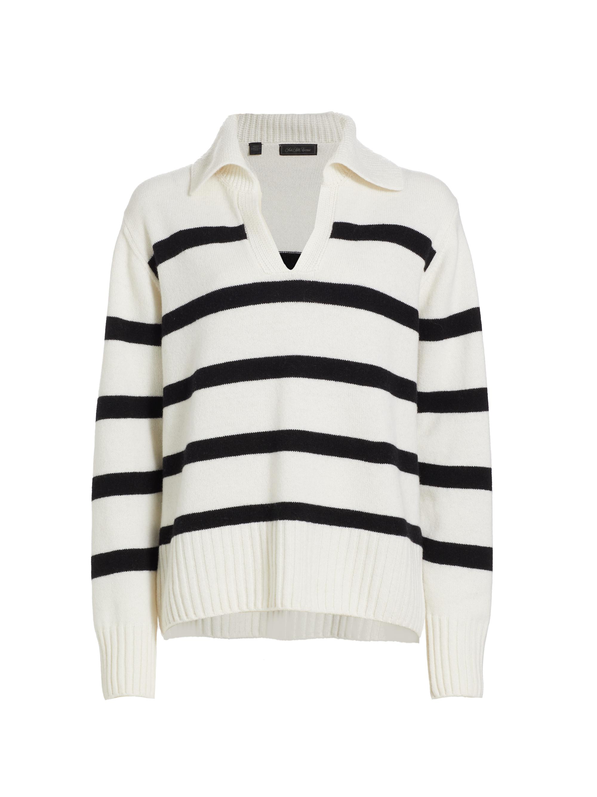 Saks Fifth Avenue Women's Collection Stripe Wool-Blend Polo Sweater - Egert