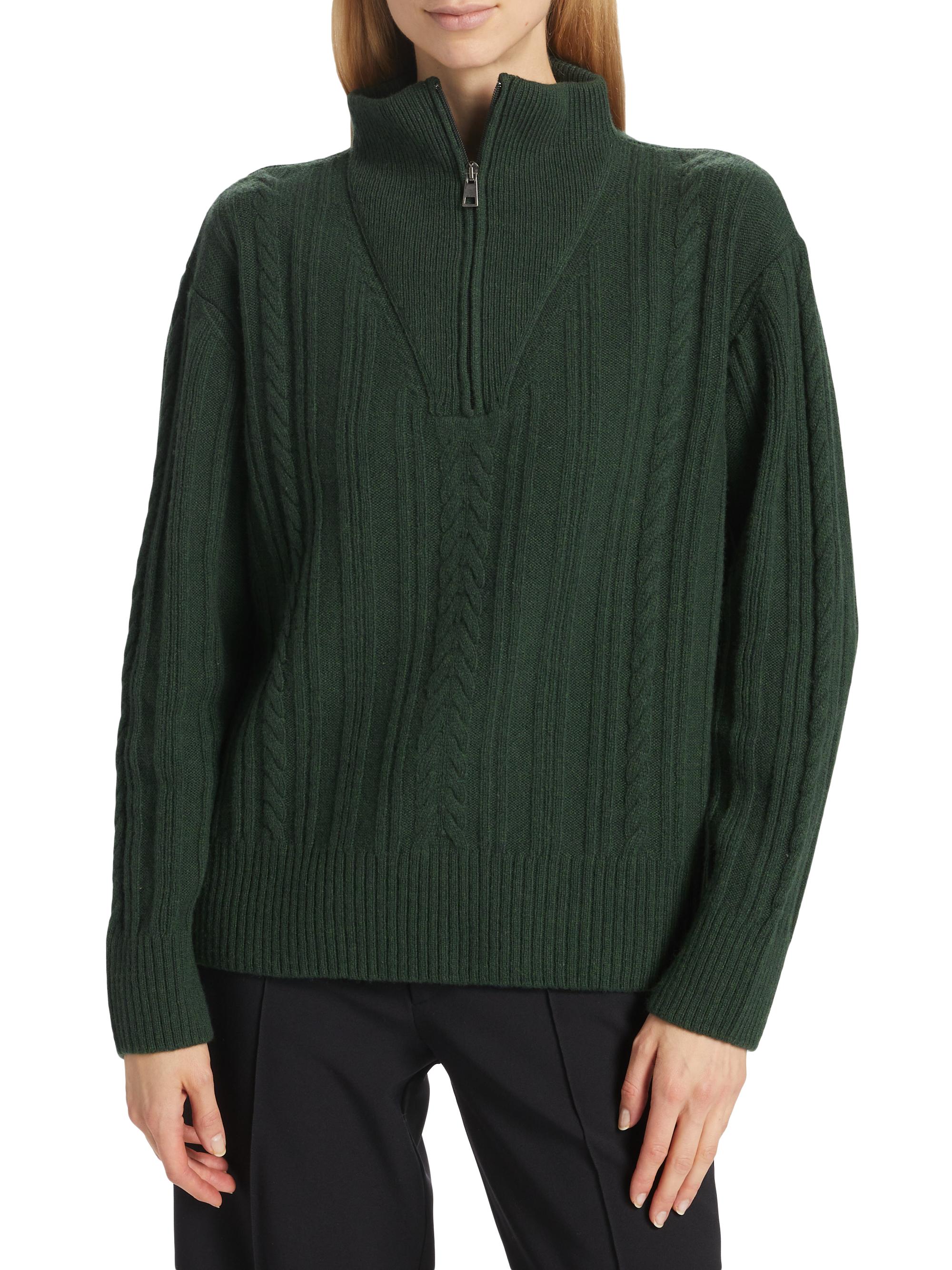 Saks Fifth Avenue Wool-Blend Cable-Knit Quarter-Zip Sweater | Saks