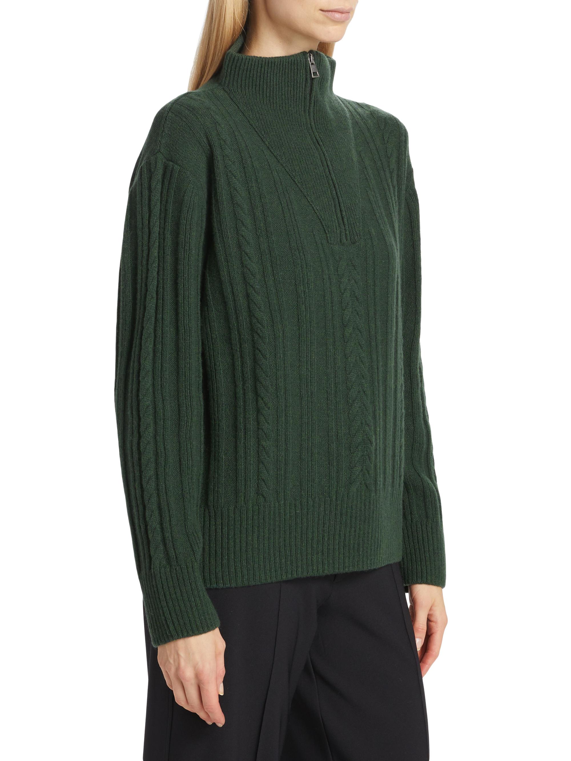 Saks Fifth Avenue Wool-Blend Cable-Knit Quarter-Zip Sweater