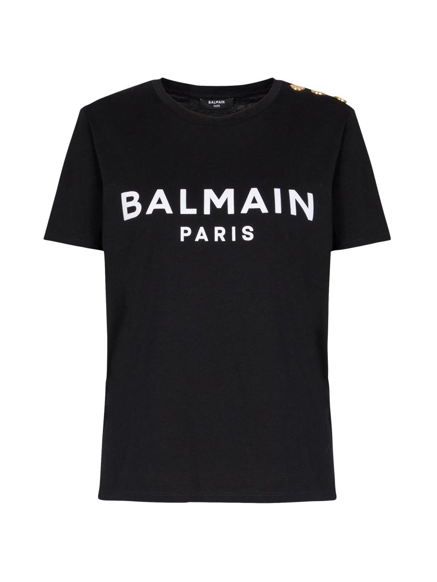 BALMAIN バルマン Tシャツ ベロア グリッターロゴ オーバーサイズ 