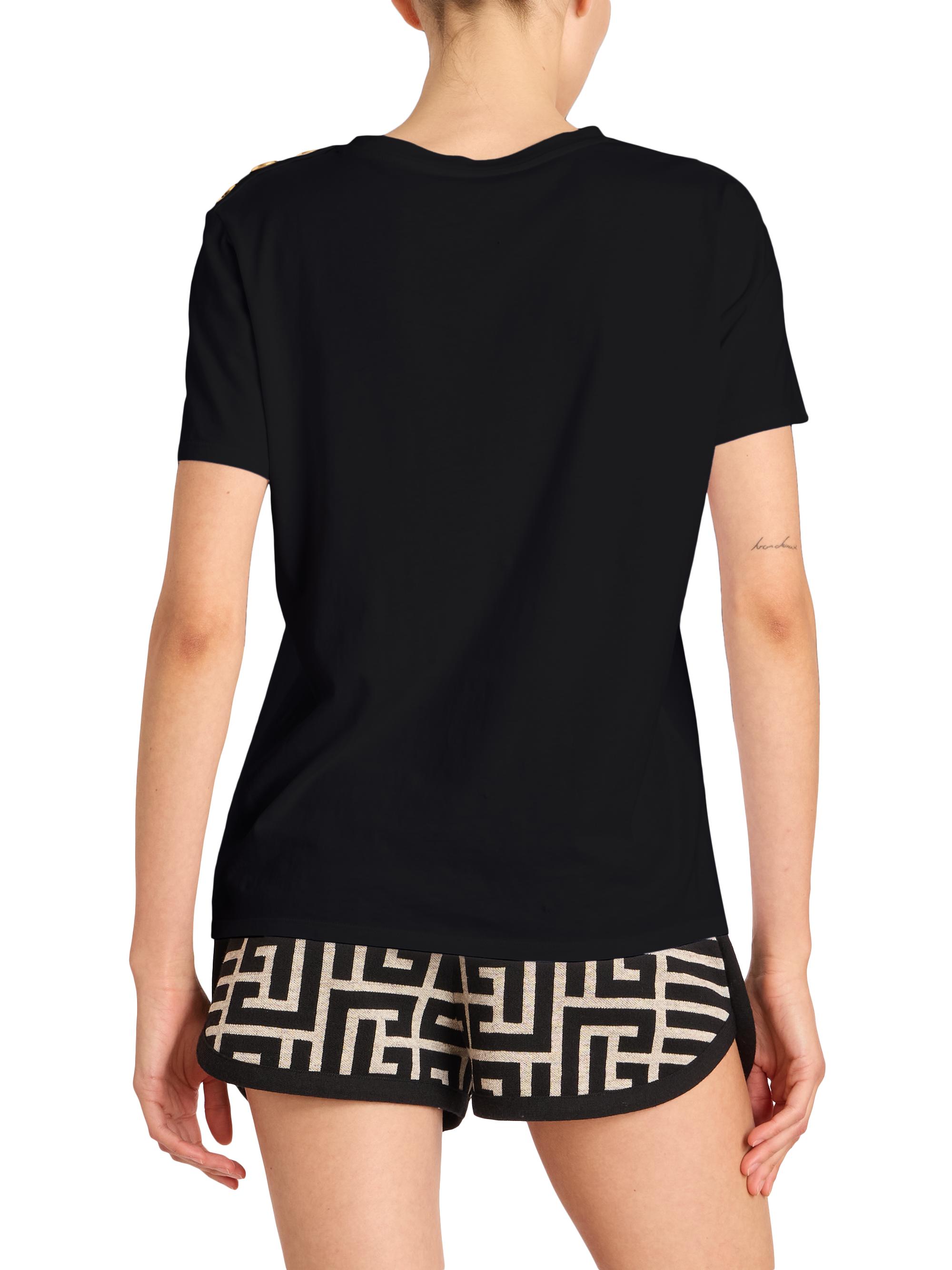 Balmain Button-Embellished Logo T-Shirt | Saks Fifth Avenue