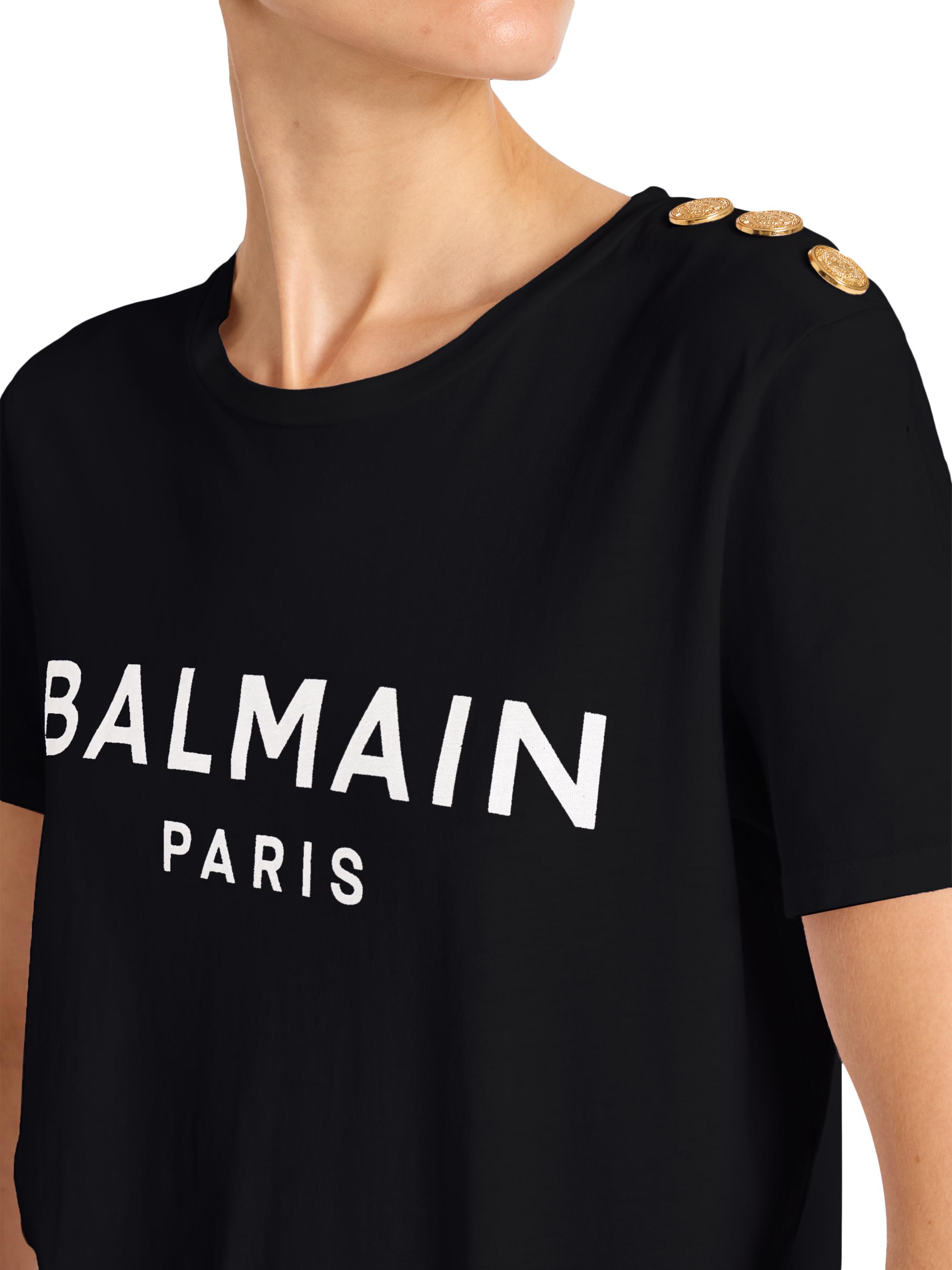 Balmain Button-Embellished Logo T-Shirt | Saks Fifth Avenue