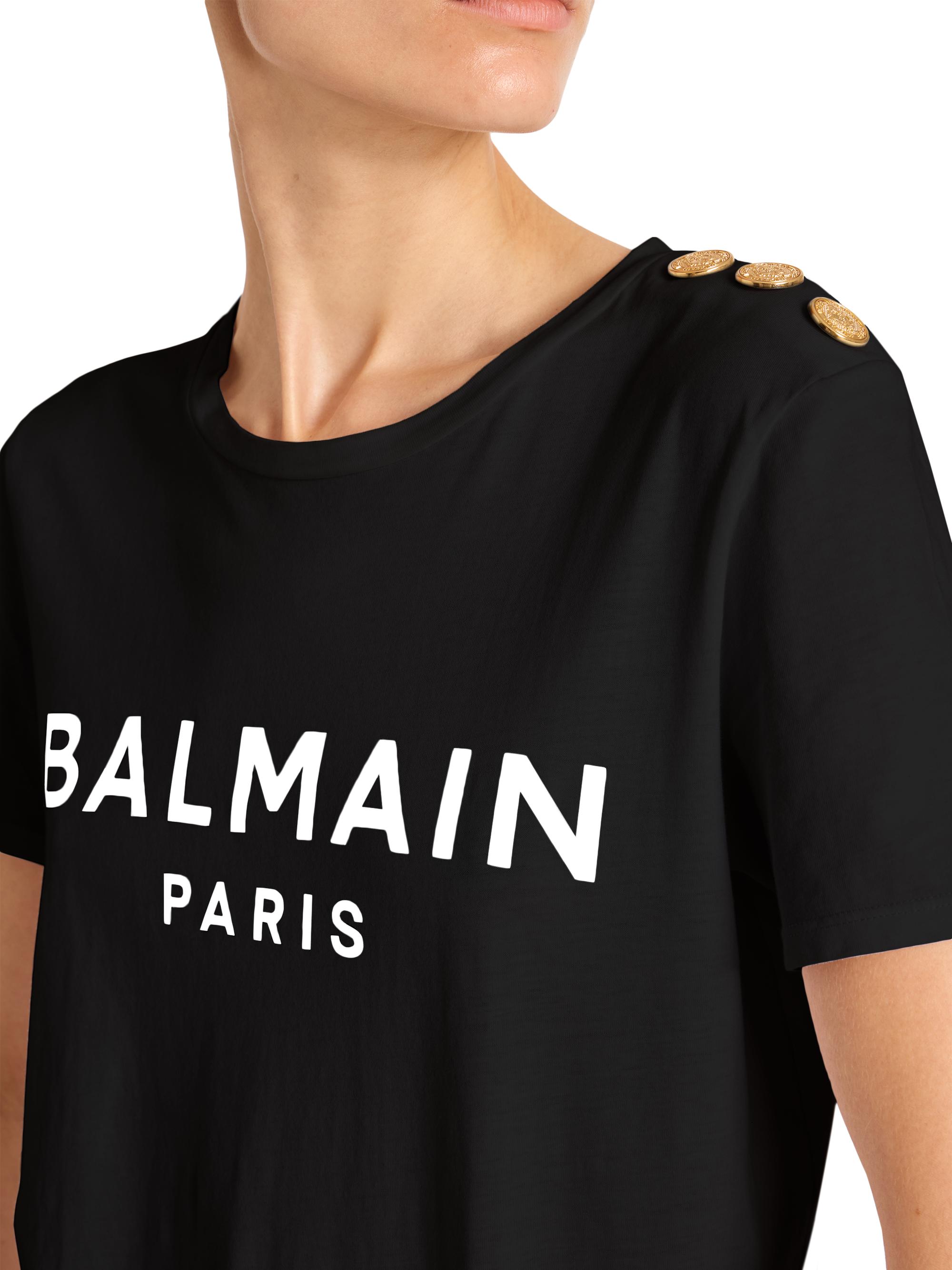 Balmain Button-Embellished Logo T-Shirt | Saks Fifth Avenue