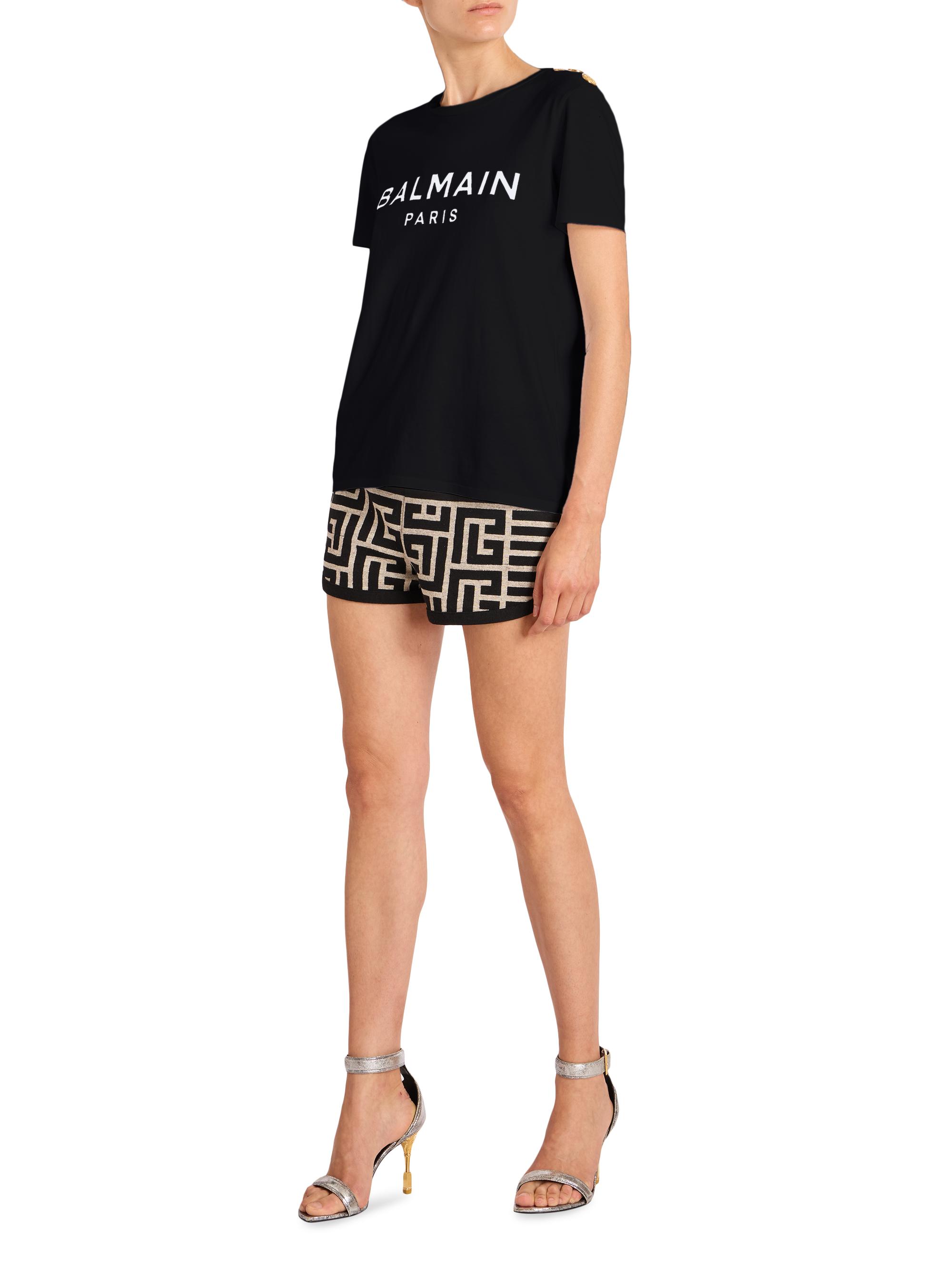 Balmain Button-Embellished Logo T-Shirt | Saks Fifth Avenue