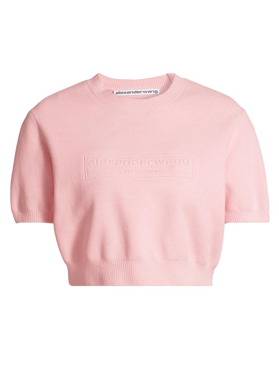 Alexander Wang Short-Sleeve Embossed Logo Sweater | Saks
