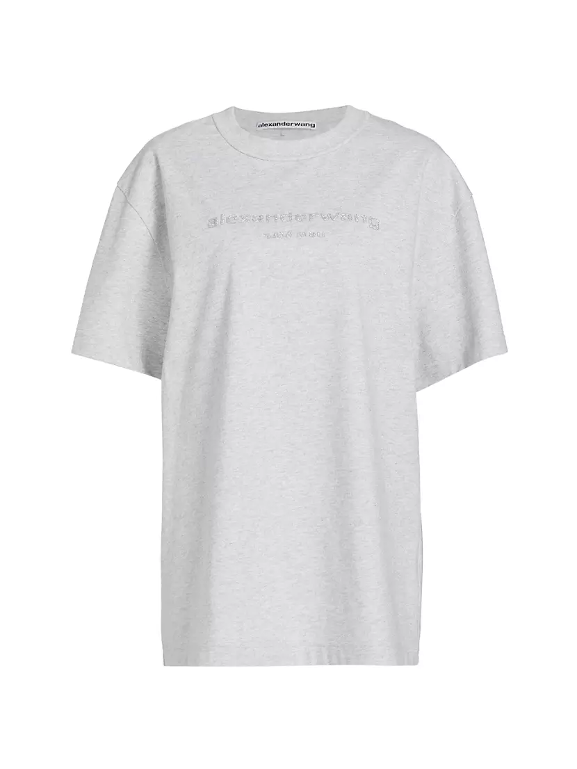 Shop Alexander Wang Oversized Glitter Logo T-Shirt | Saks Shop Alexander Wang Oversized Glitter Logo T-Shirt | Saks