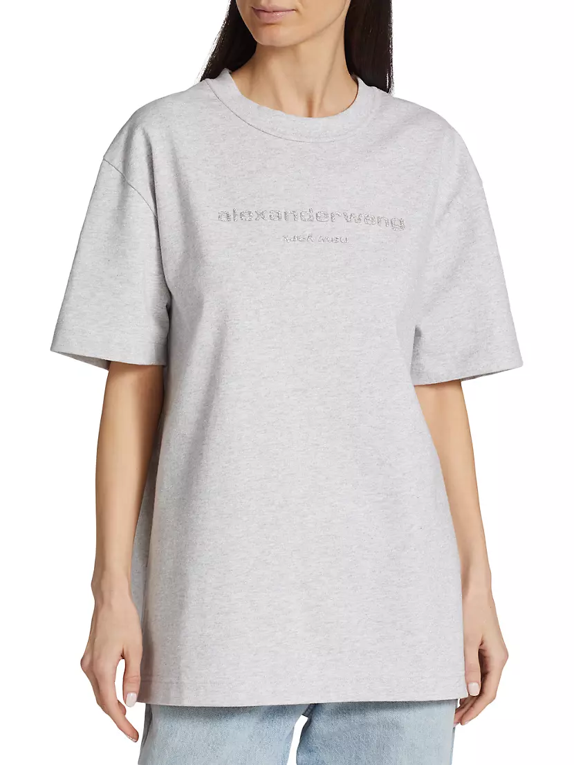 Shop Alexander Wang Oversized Glitter Logo T-Shirt | Saks Fifth 
