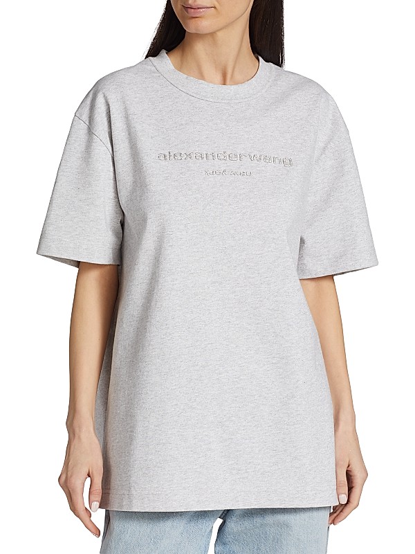 Shop Alexander Wang Oversized Glitter Logo T-Shirt | Saks Shop Alexander Wang Oversized Glitter Logo T-Shirt | Saks
