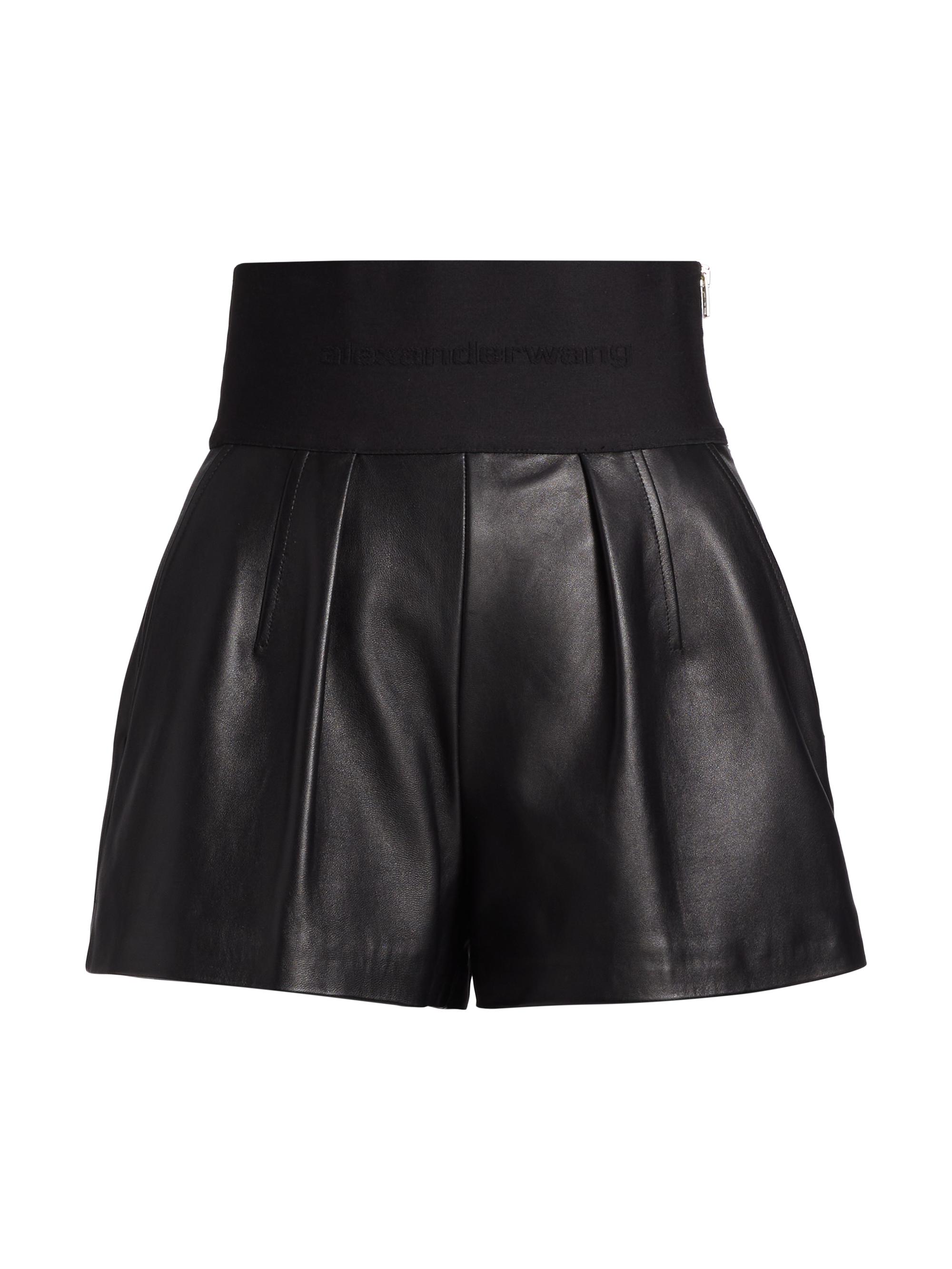 alexander wang black leather shorts