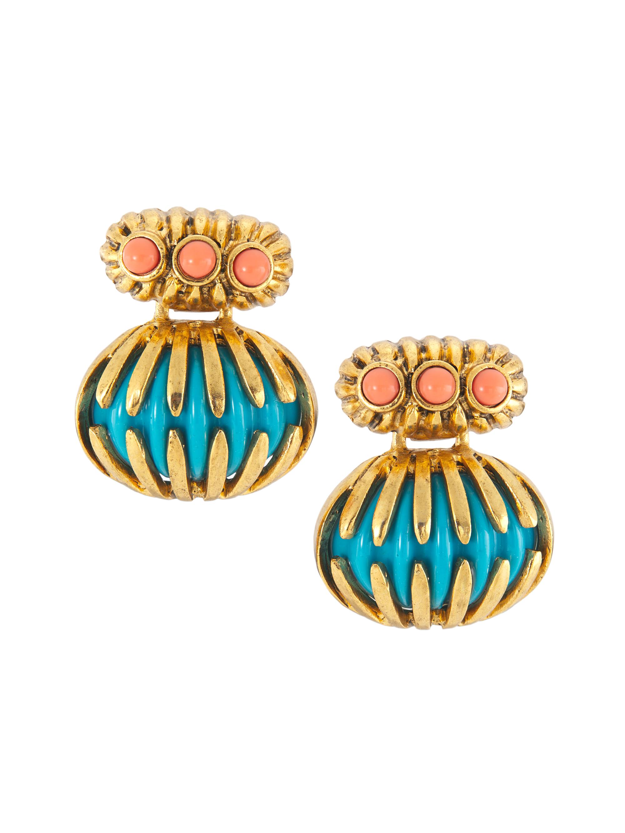 Kenneth Jay Lane Women's 22K-Gold-Plated & Resin Drop Earrings - Antique Gold Turquoise Coral