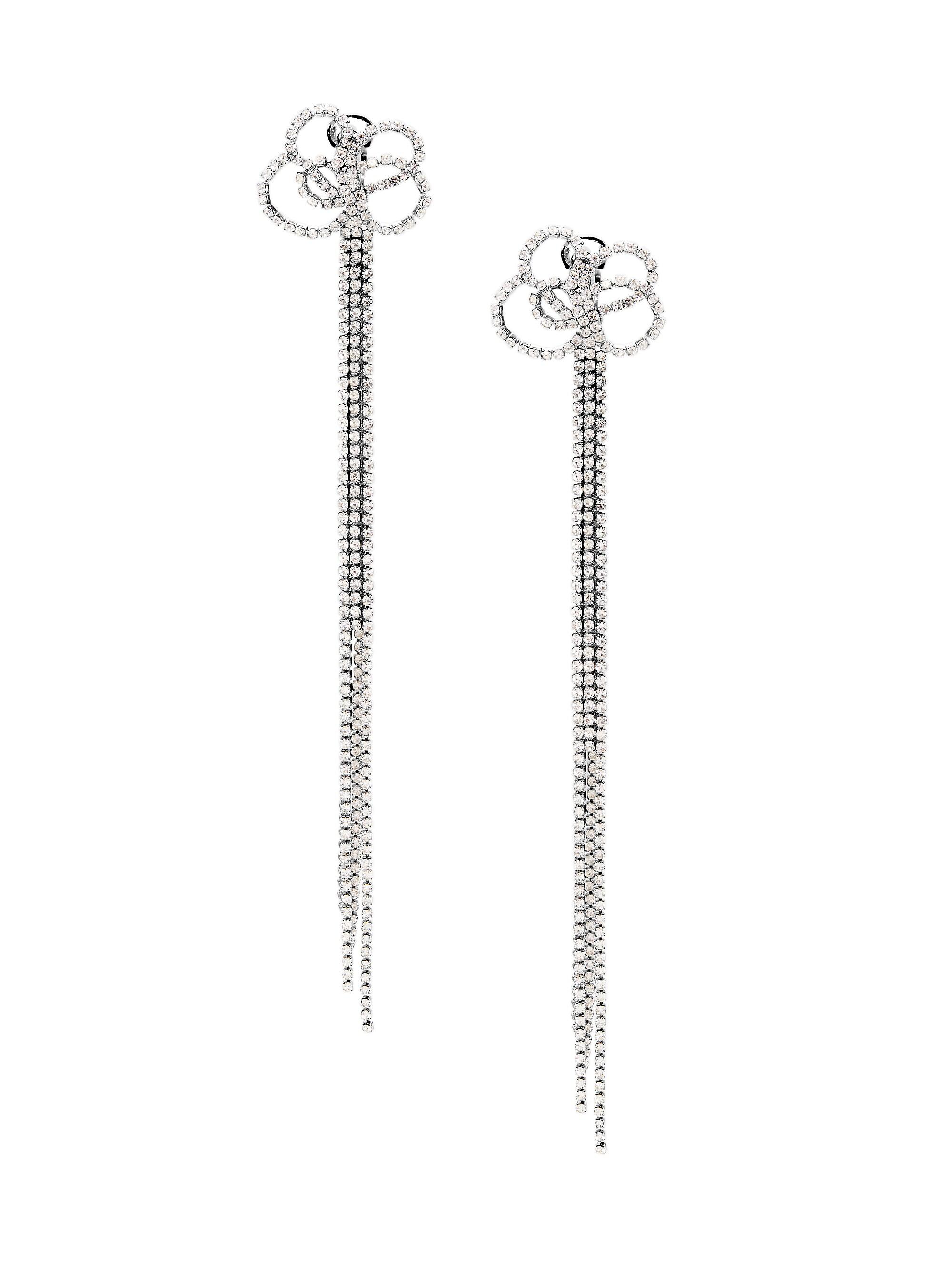 Kenneth Jay Lane Women's Rhodium-Plated & Glass Crystal Clip-On Drop Earrings - Silver Crystal