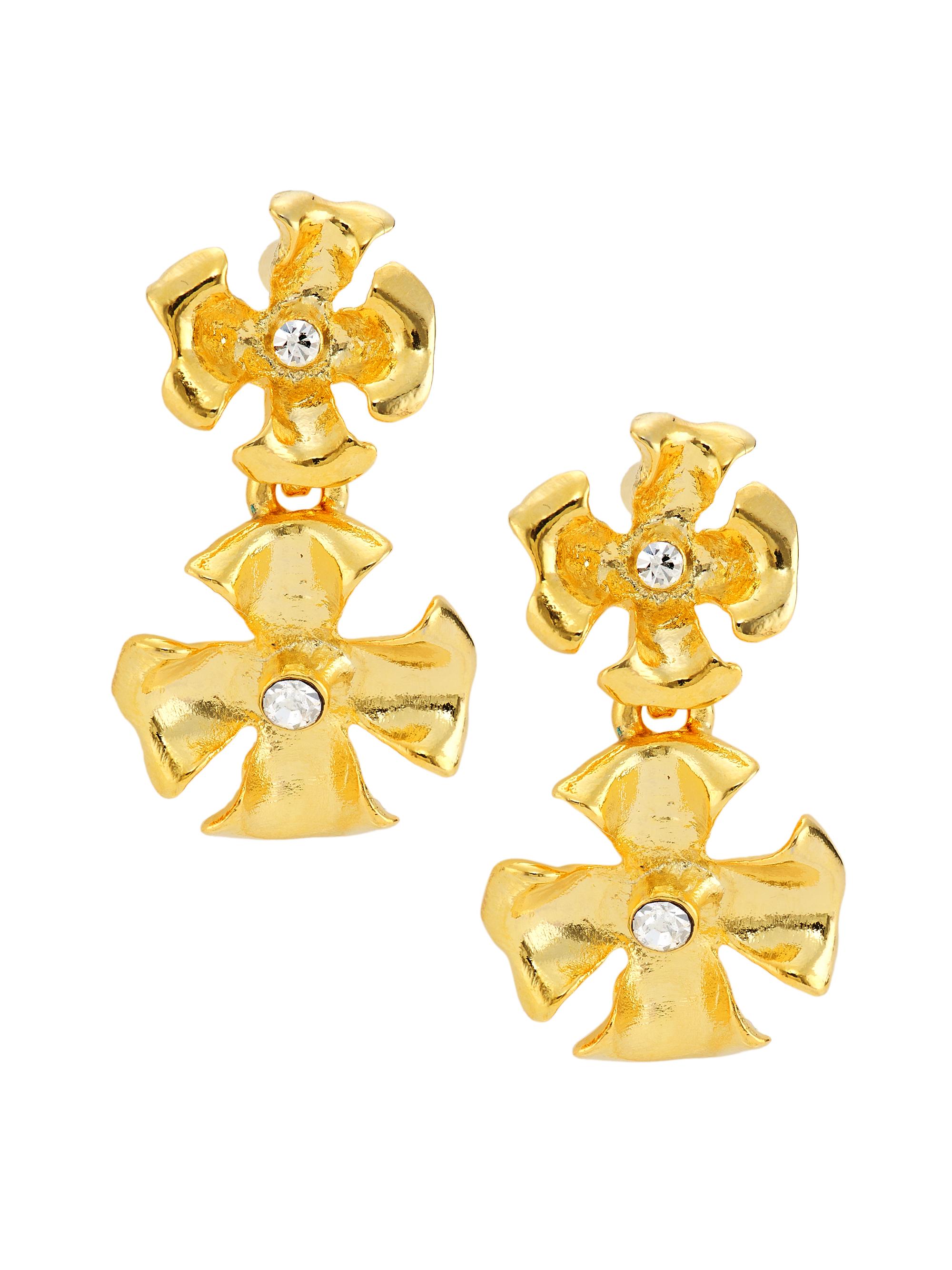 Kenneth Jay Lane Women's 22K-Gold-Plated & Glass Crystal Flower Drop Earrings - Gold Crystal