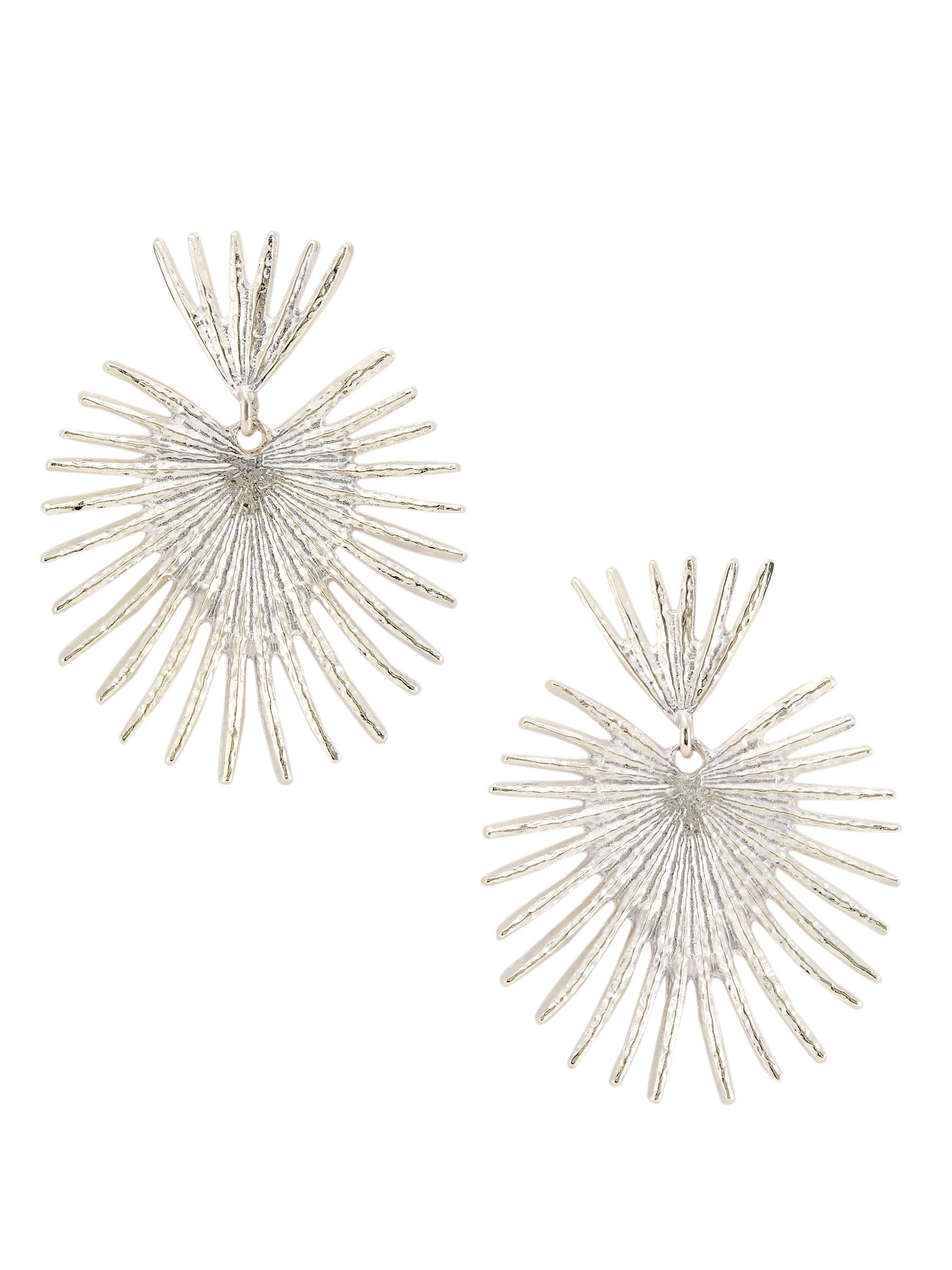 Kenneth Jay Lane Women's Rhodium-Plated Fan Drop Earrings - Silver