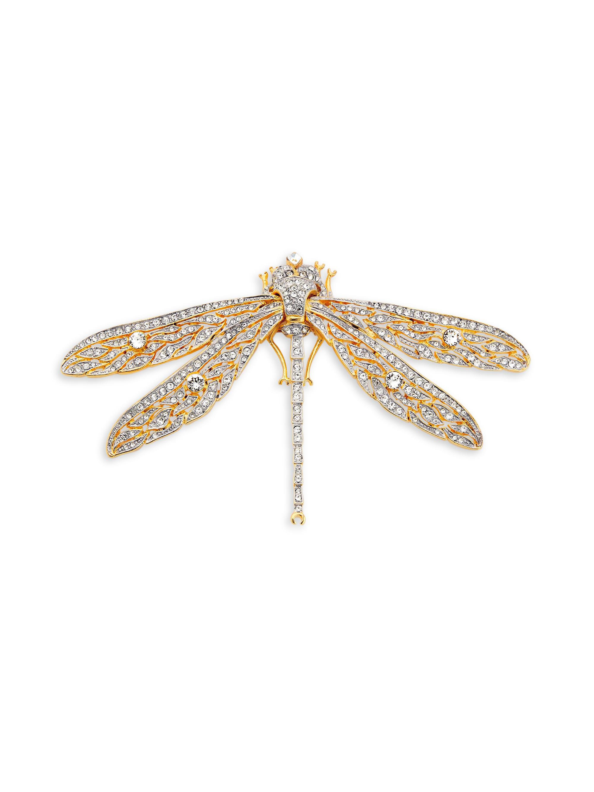 Kenneth Jay Lane Women's 22K-Gold-Plated & Glass Crystal Dragonfly Brooch - Gold Crystal