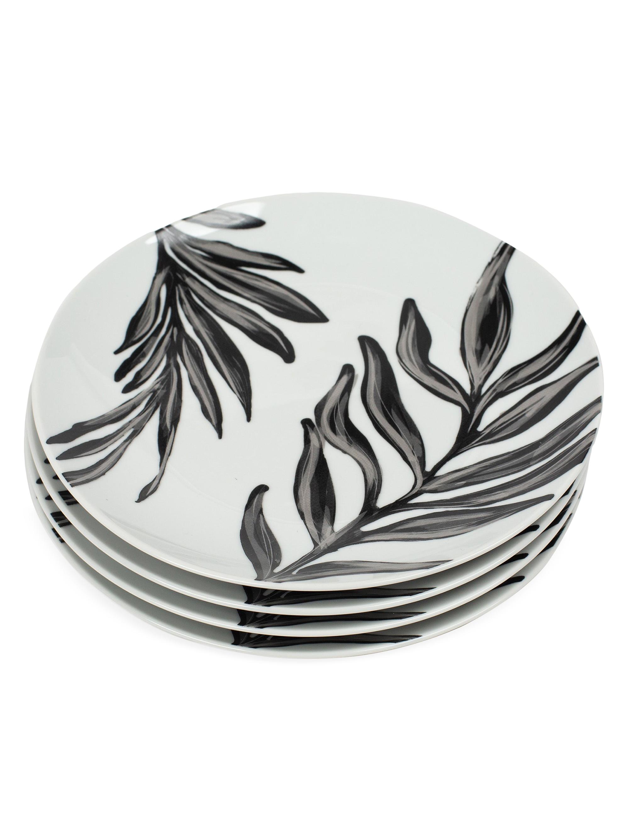 Misette Leaf Salad Plates 4-Piece Set - Monochrome