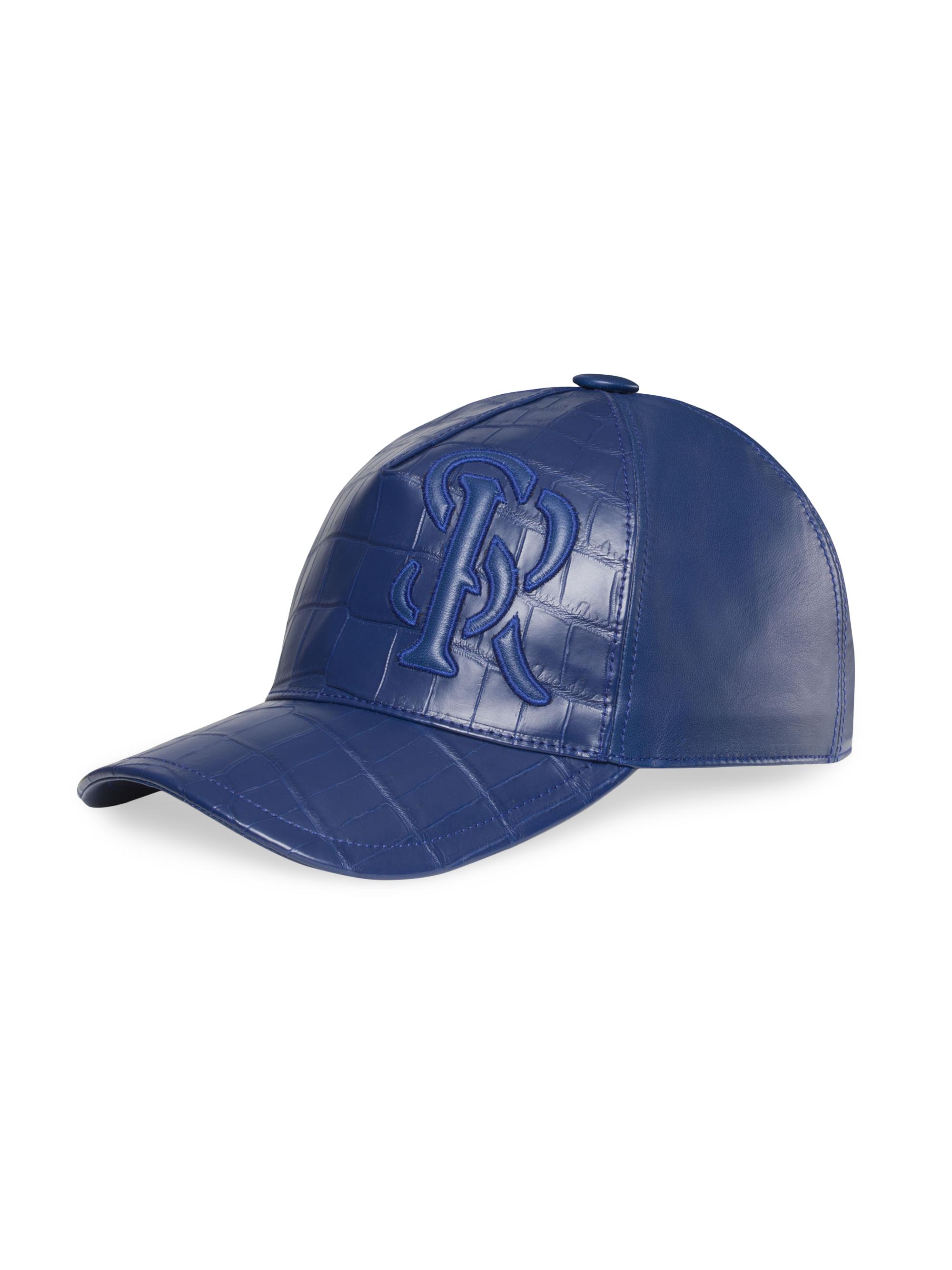 Stefano Ricci Men's Matted Crocodile Leather Baseball Cap - Blue