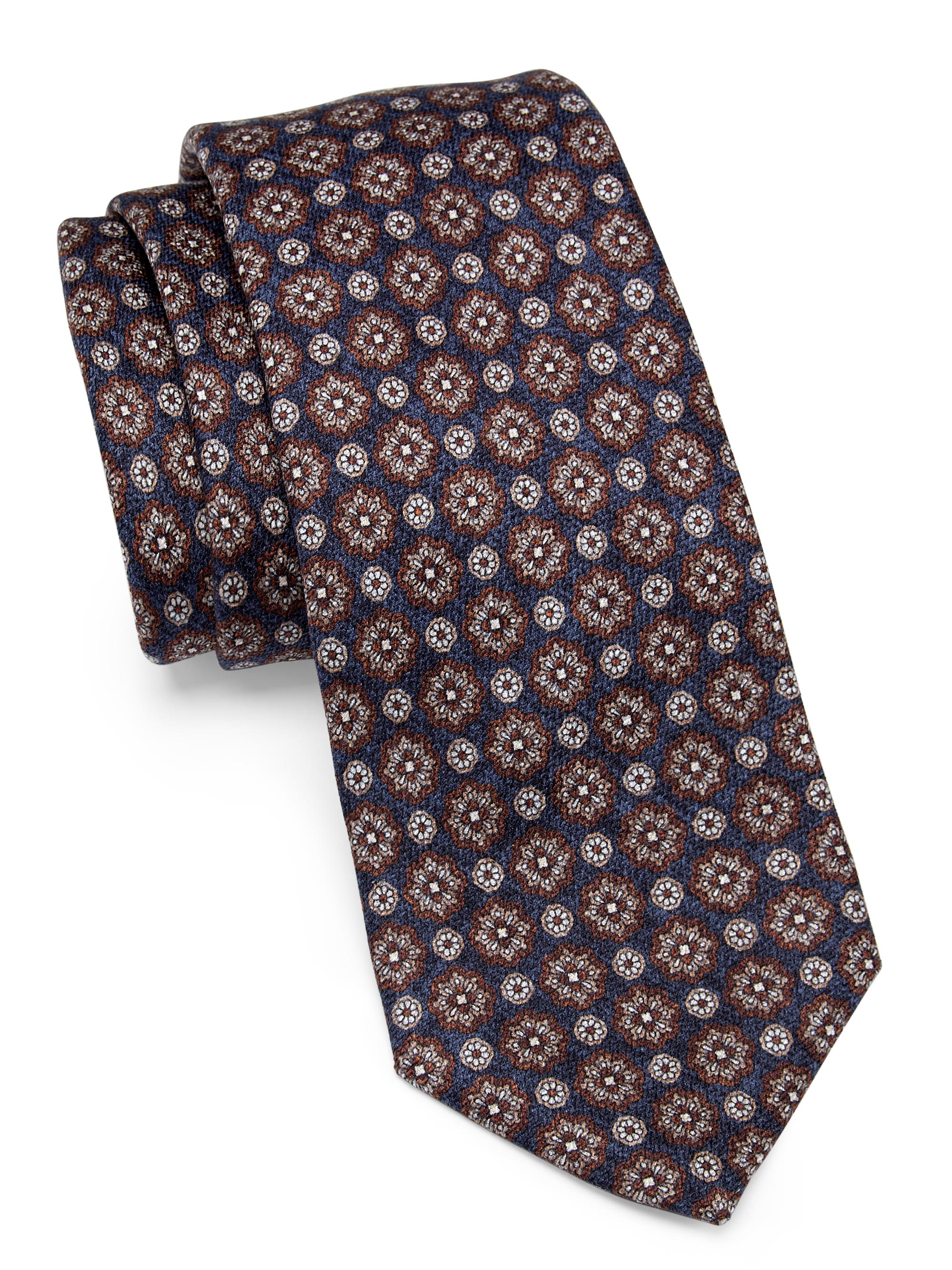Kiton Men's Floral Silk Tie - Blue