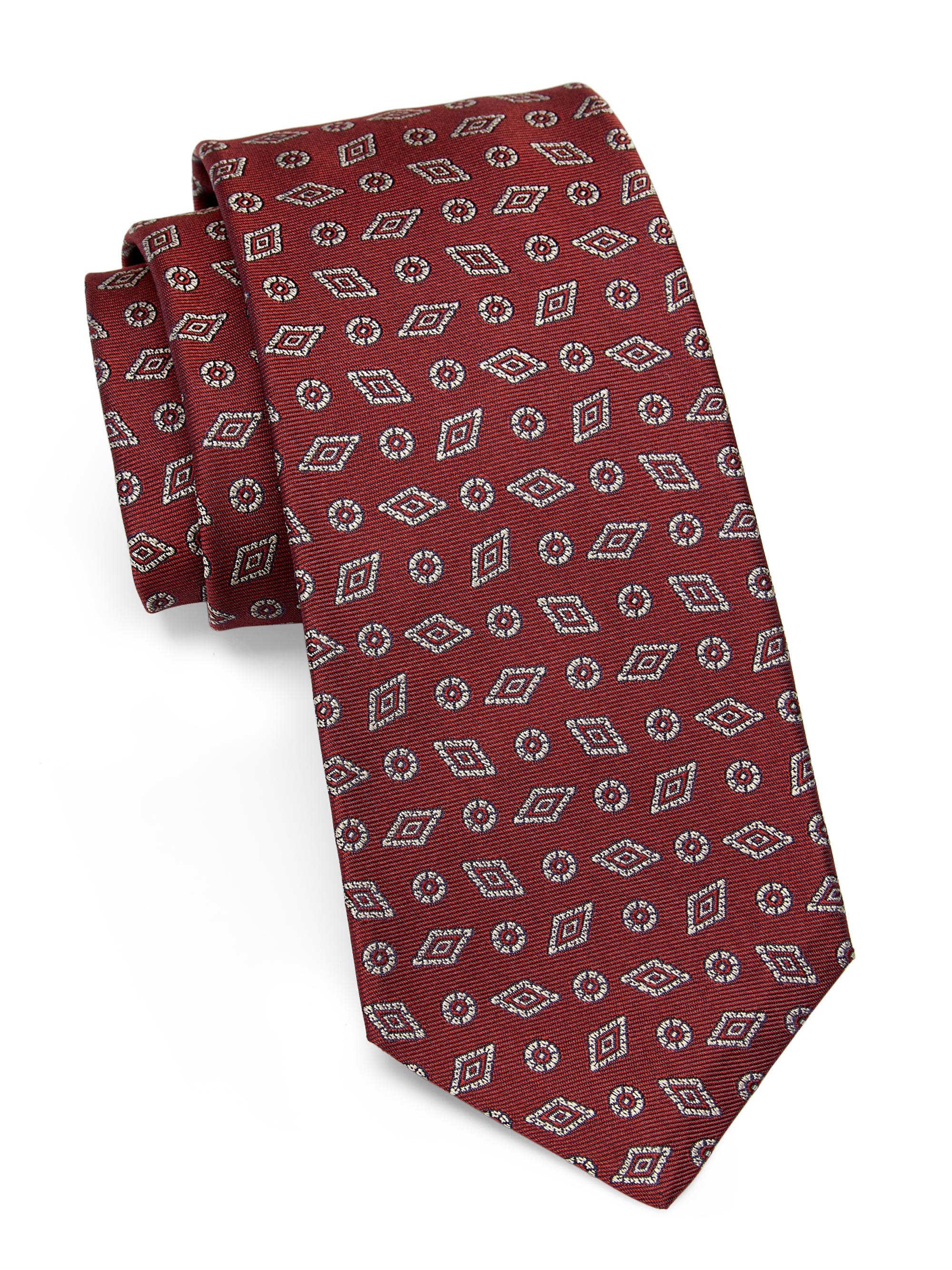 Kiton Men's Geometric Silk Tie - Red