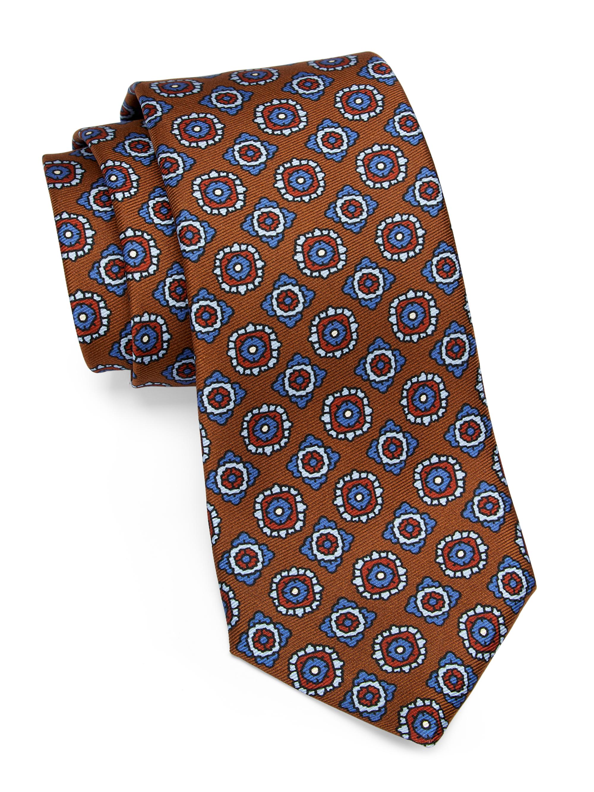 Kiton Men's Abstract Silk Tie - Brown